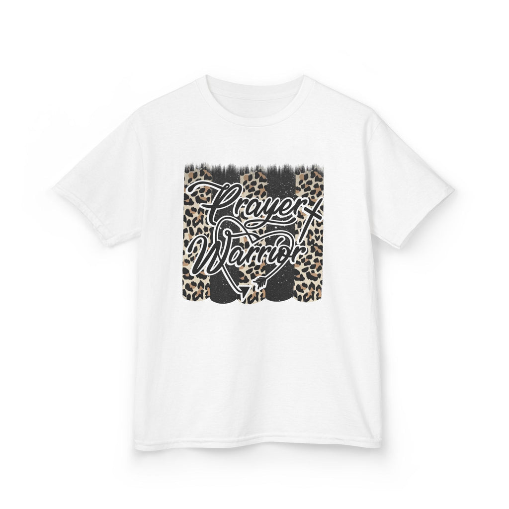 Kids Tee — "Prayer Warrior" Leopard Print Graphic