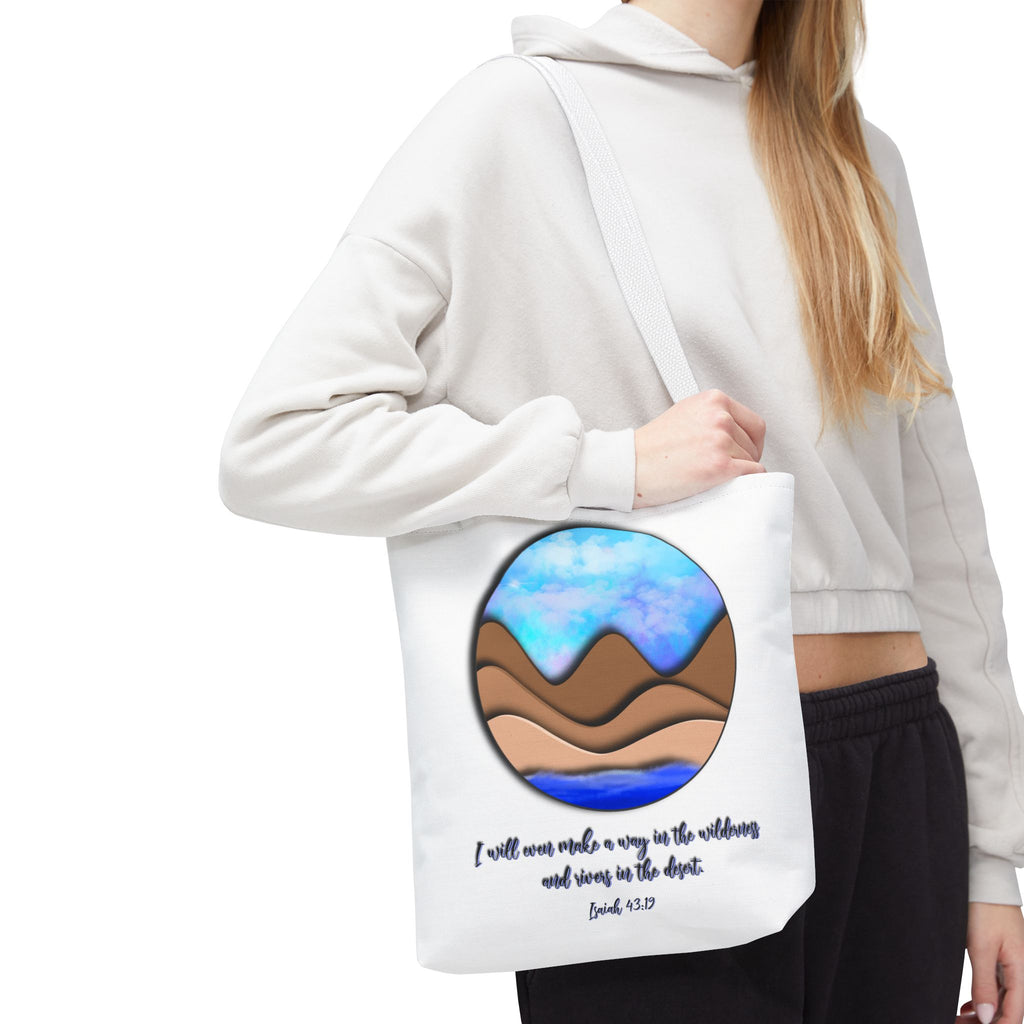 Inspirational Mountains Tote —  Scripture Landscape Tote Bag