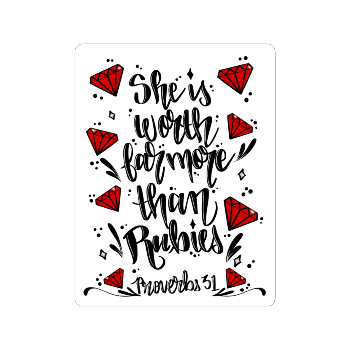 Proverbs 31 'Worth Far More Than Rubies' Christian Sticker - Inspirational Faith Sticker Decal