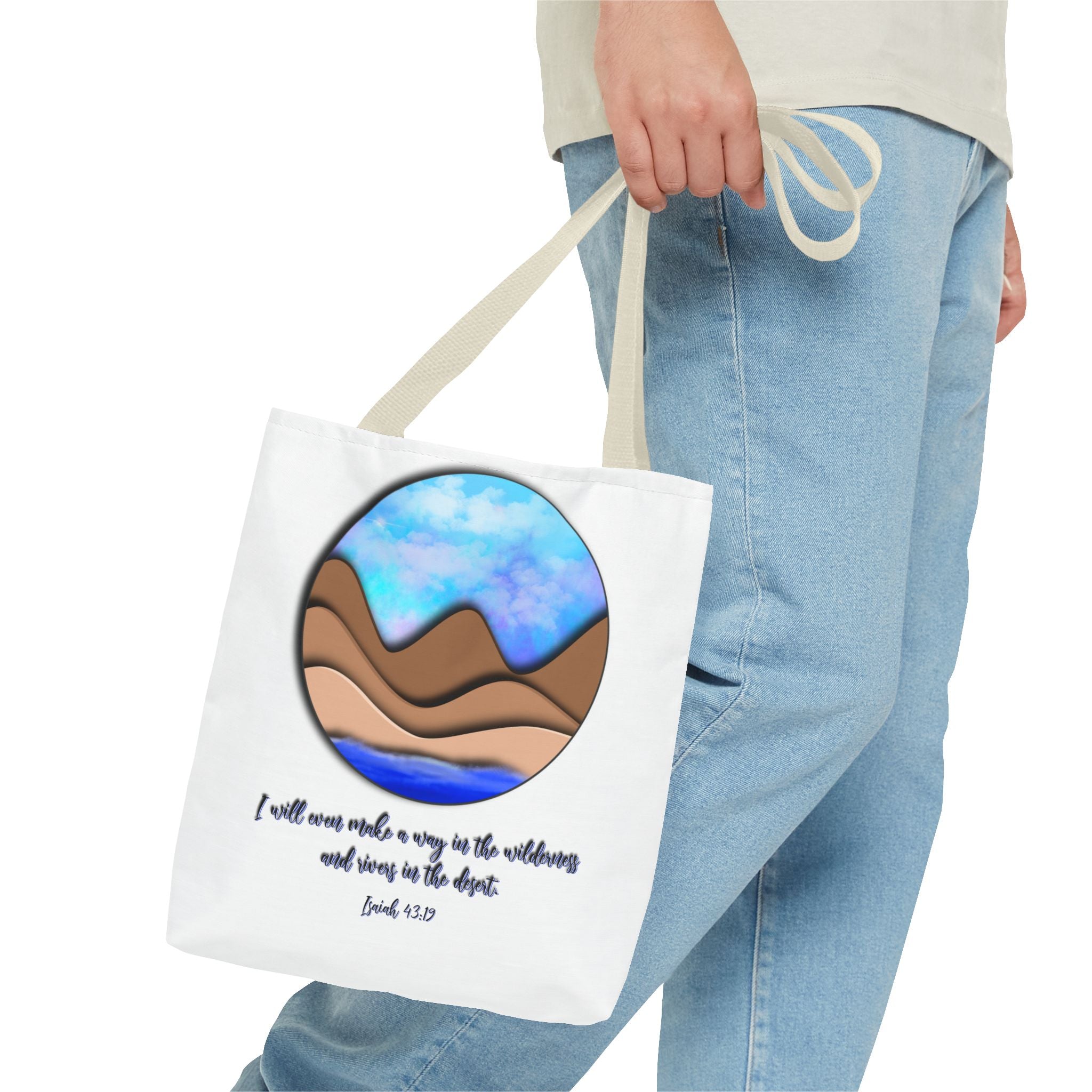 Inspirational Mountains Tote —  Scripture Landscape Tote Bag
