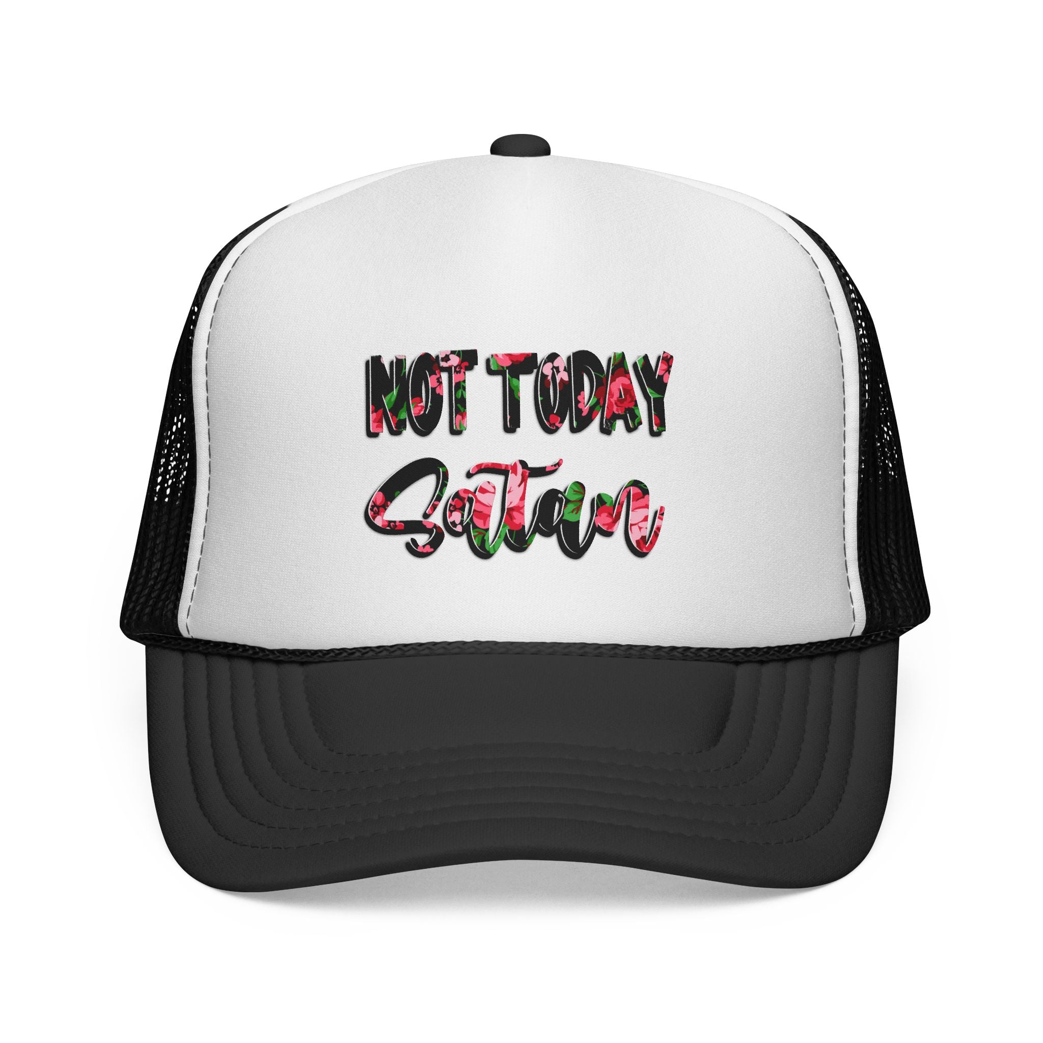 Not Today Satan Trucker Hat — Floral Mesh Cap for Sassy, Casual Wear