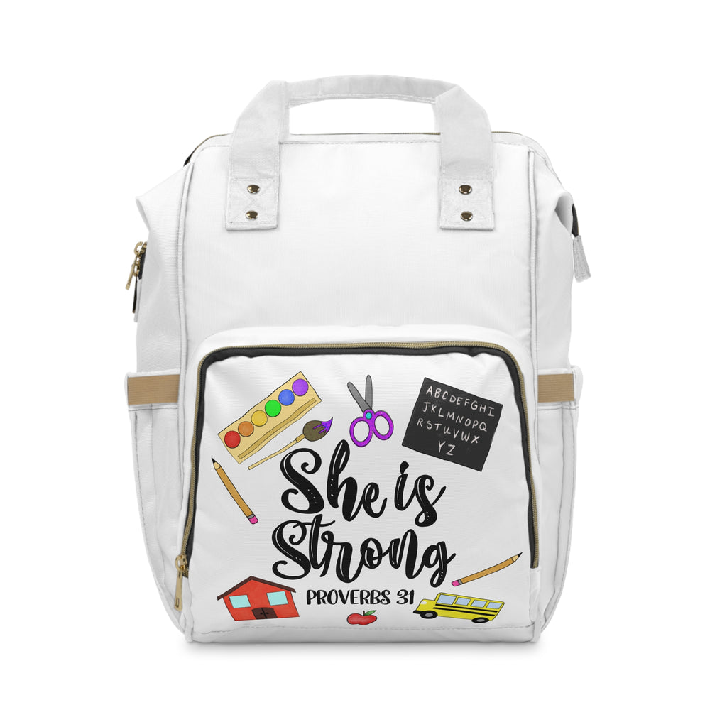 She Is Strong Proverbs 31 Teacher Backpack and Multifunctional Bag