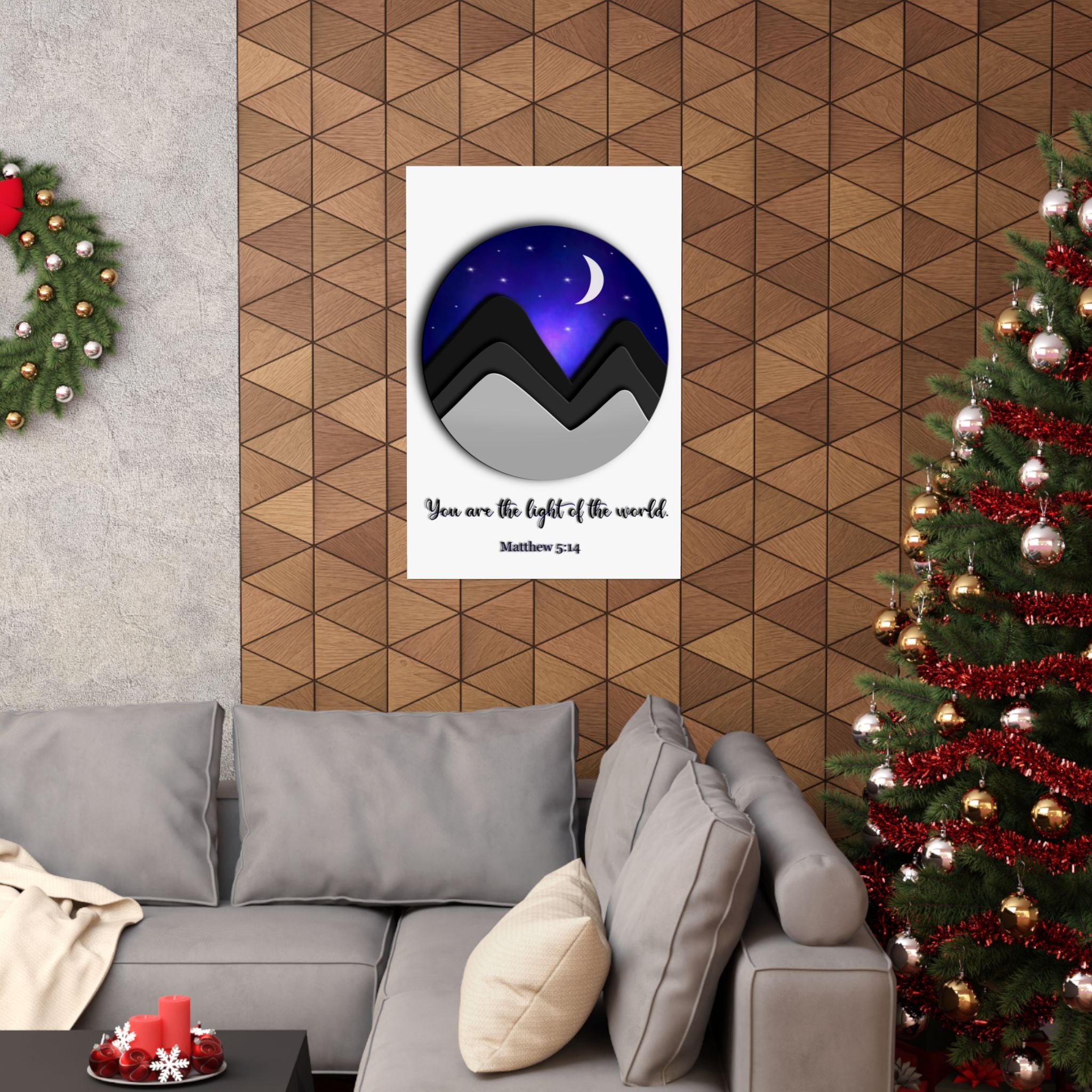Inspirational Night Sky Poster — "You Are the Light of the World" Matte Vertical Art