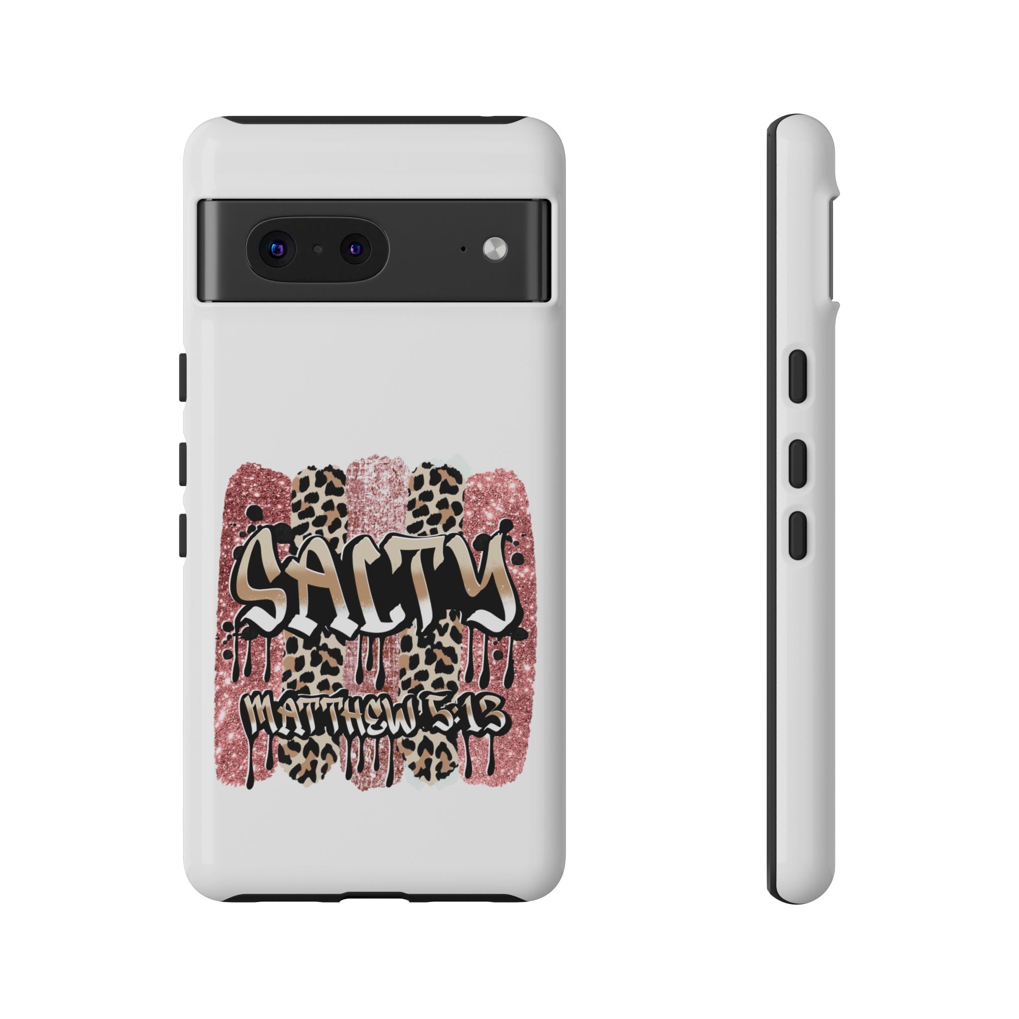 Salty Matthew 5:13 Scripture Leopard Pink Glitter Tough Case — Matthew 5:13 Scripture Phone Cover