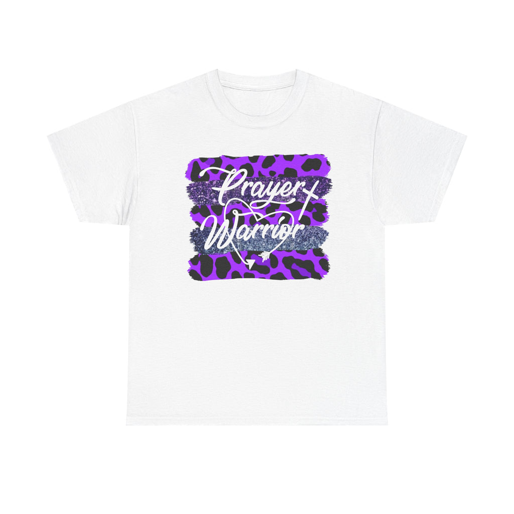 Prayer Warrior T‑Shirt — Purple Leopard Faith Tee