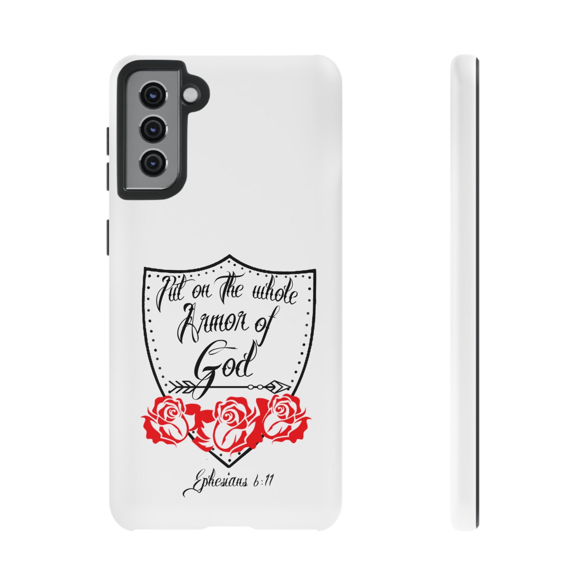 Armor of God Phone Case — Ephesians 6:11 Christian Floral Protective Cover