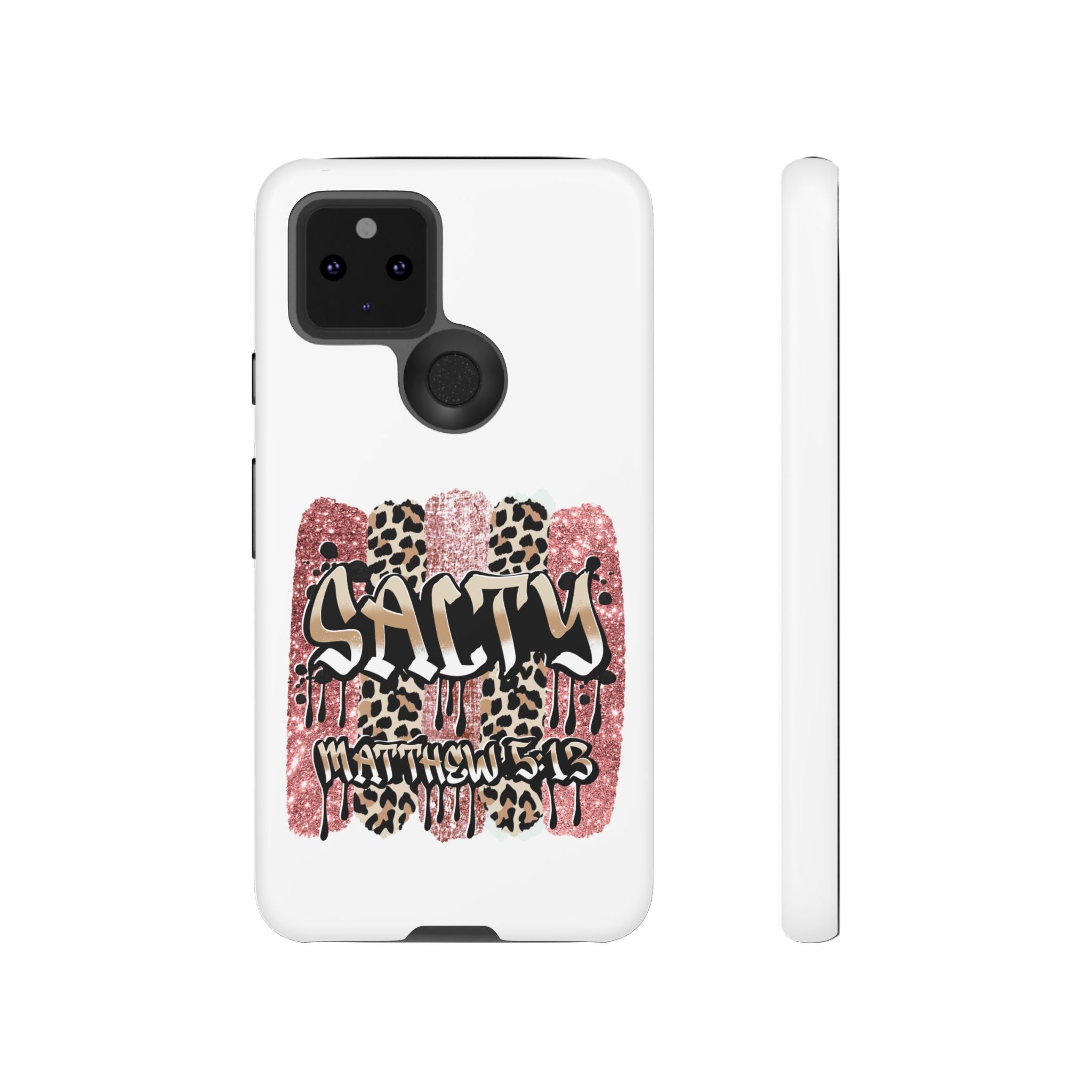 Salty Matthew 5:13 Scripture Leopard Pink Glitter Tough Case — Matthew 5:13 Scripture Phone Cover