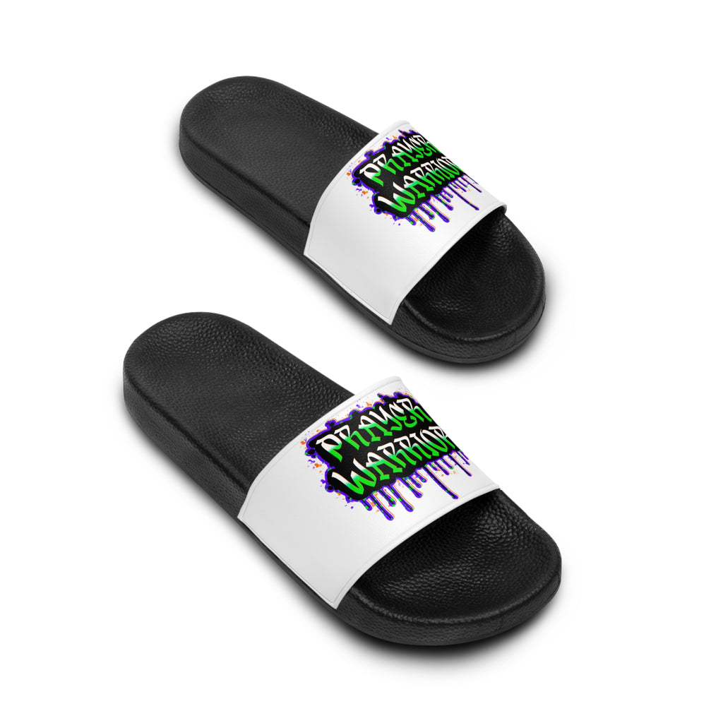 Slide Sandals — “Prayer Warrior” Graffiti Drip Design