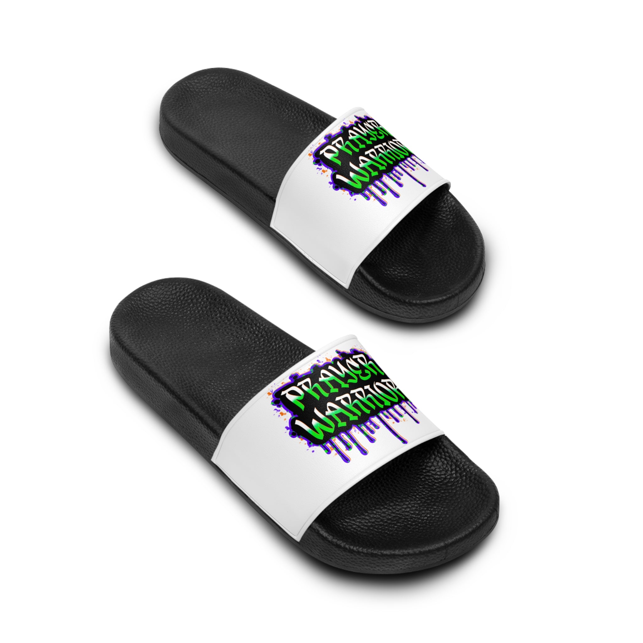 Slide Sandals — “Prayer Warrior” Graffiti Drip Design
