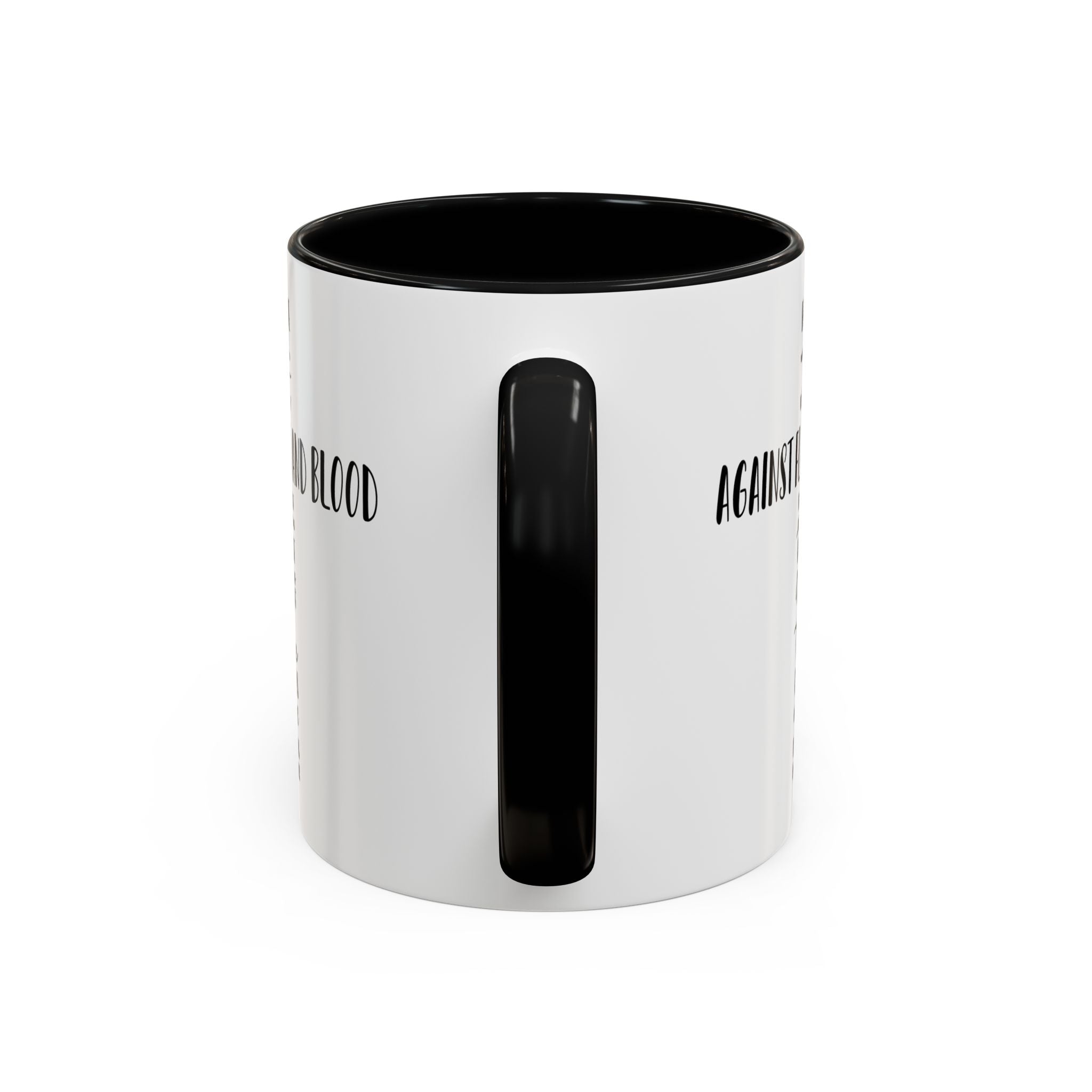 Christian Cross Coffee Mug - "Not Against Flesh and Blood" Inspirational Bible Verse Accent Mug