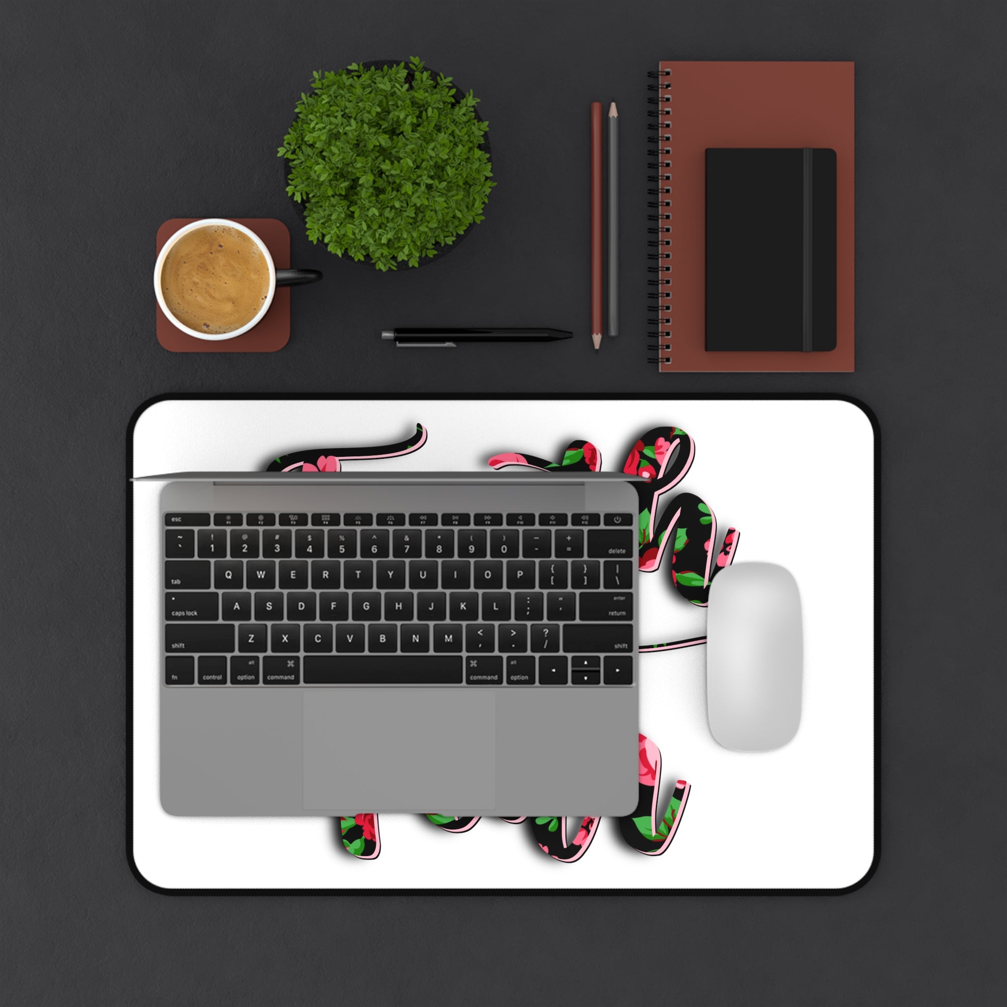 Faith Over Fear Floral Desk Mat — Inspirational Christian Desk Pad