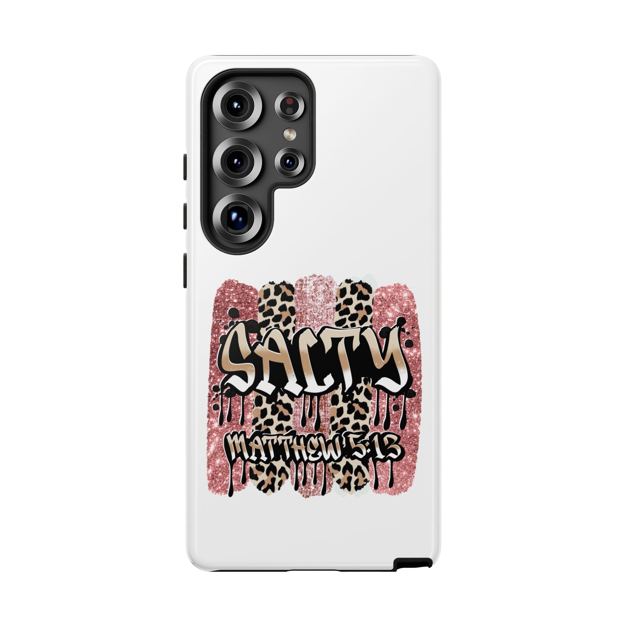 Salty Matthew 5:13 Scripture Leopard Pink Glitter Tough Case — Matthew 5:13 Scripture Phone Cover