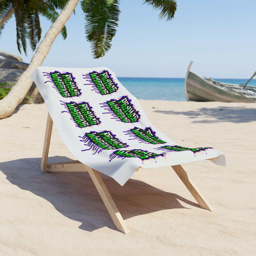 Prayer Warrior Beach Towel — Vibrant Graffiti Faith Towel for Church Retreats & Vacation