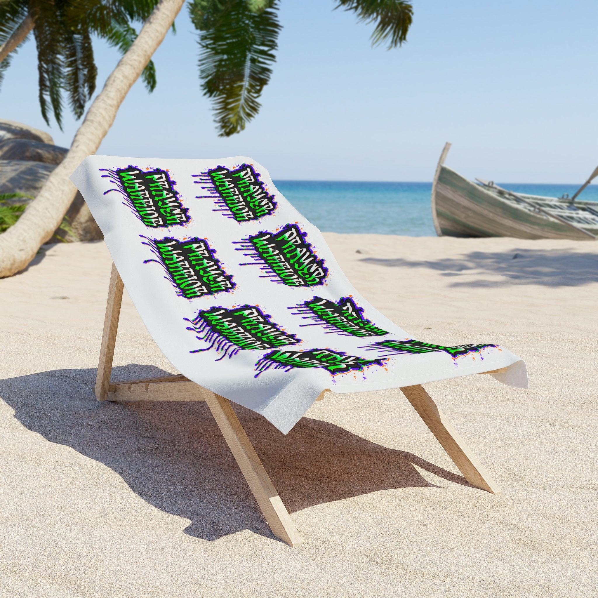 Prayer Warrior Beach Towel — Vibrant Graffiti Faith Towel for Church Retreats & Vacation