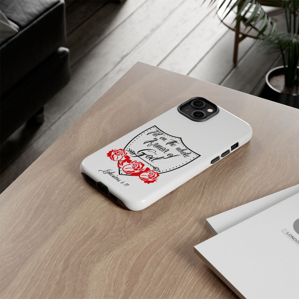Armor of God Phone Case — Ephesians 6:11 Christian Floral Protective Cover