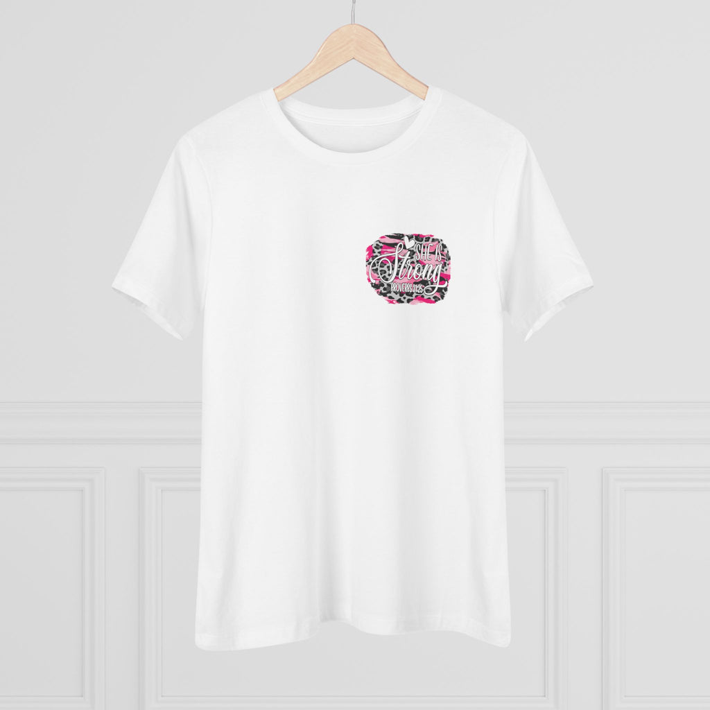 She Is Strong Floral Tee — Inspirational Women's Cotton T-Shirt