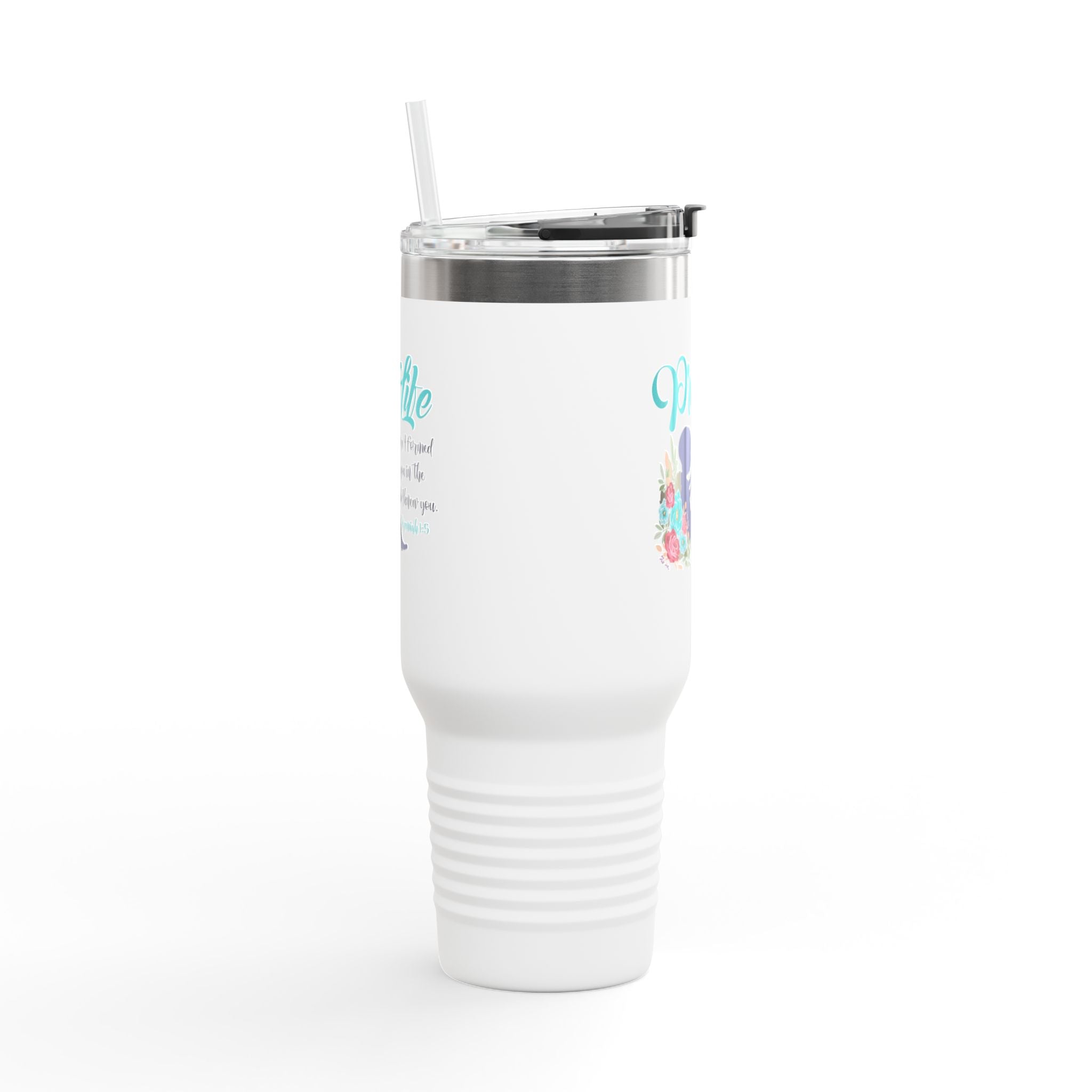 40oz Insulated Travel Mug – 'ProLife Bible Verse Tumbler