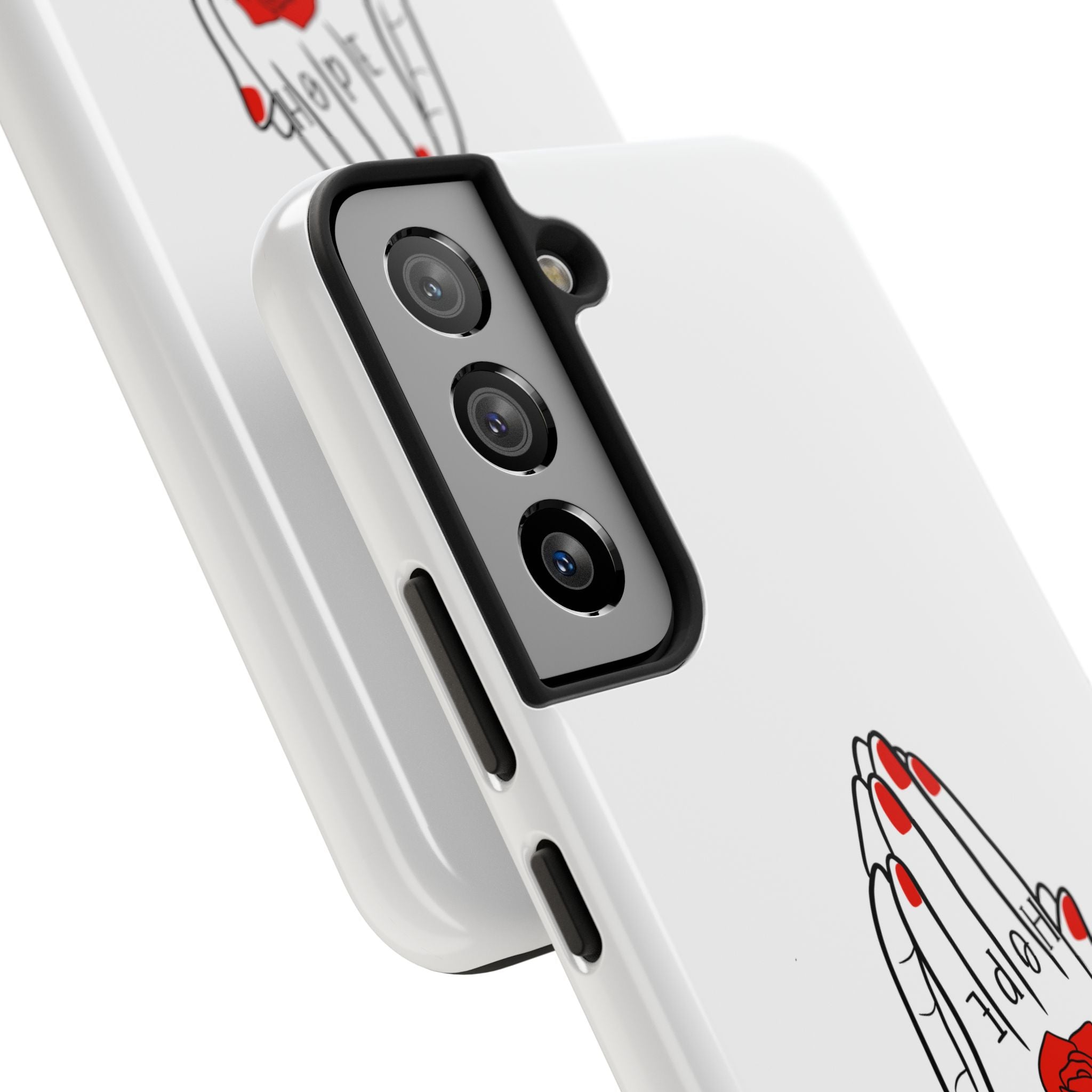 Pray Harder Phone Case — Tough Protective Phone Cover with Praying Hands & Rose Design