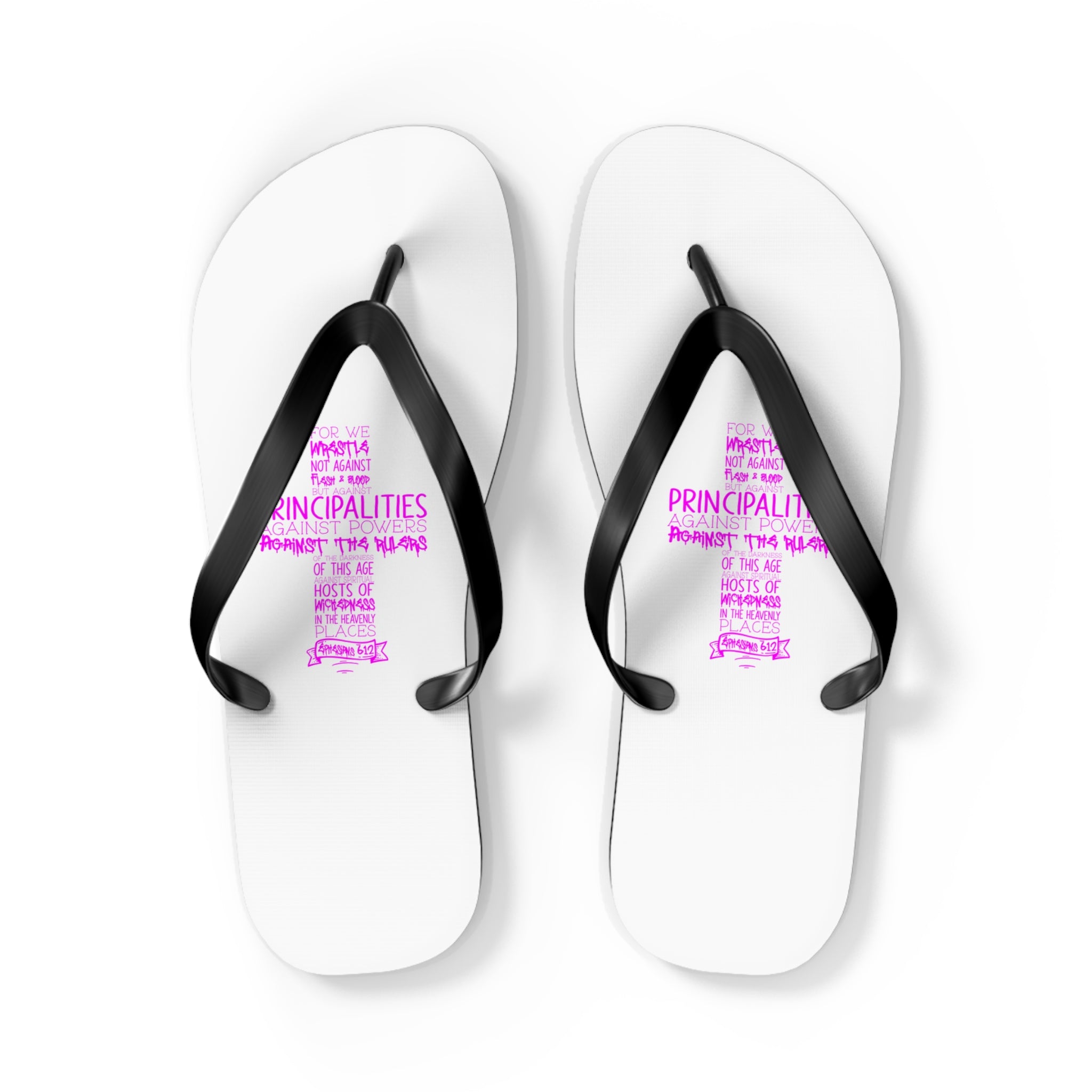 Pink Typography Flip Flops – Ephesians 6 Armor of God Sandals
