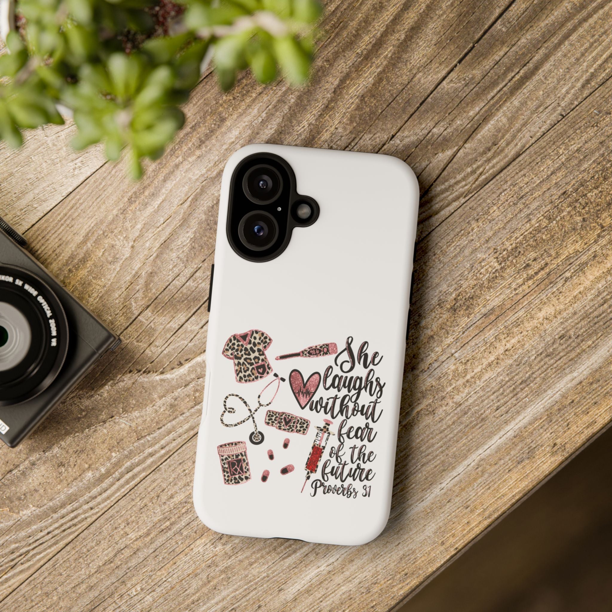'She Laughs Without Fear' Proverbs 31 Scripture Nurse Tough Phone Case