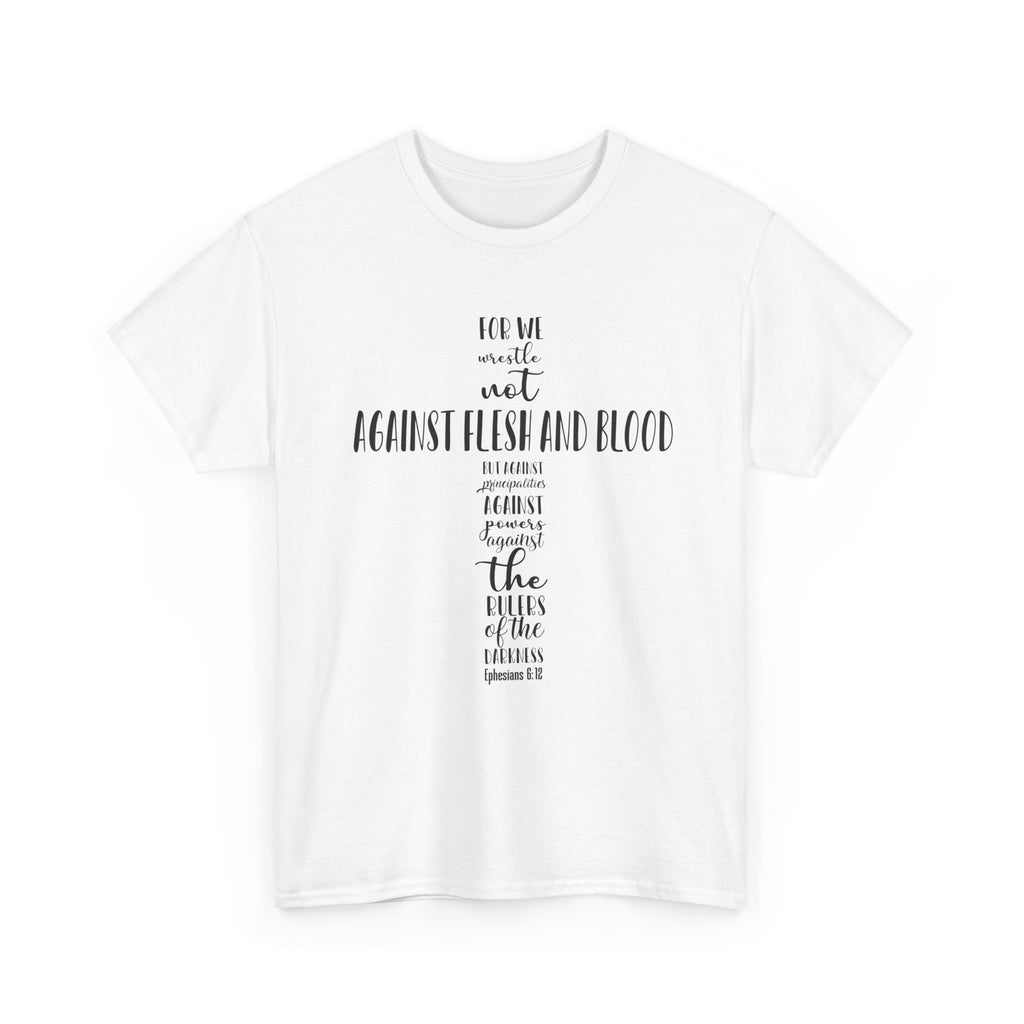 Christian Cross Typography Tee — Armor of God Ephesians Scripture T-Shirt