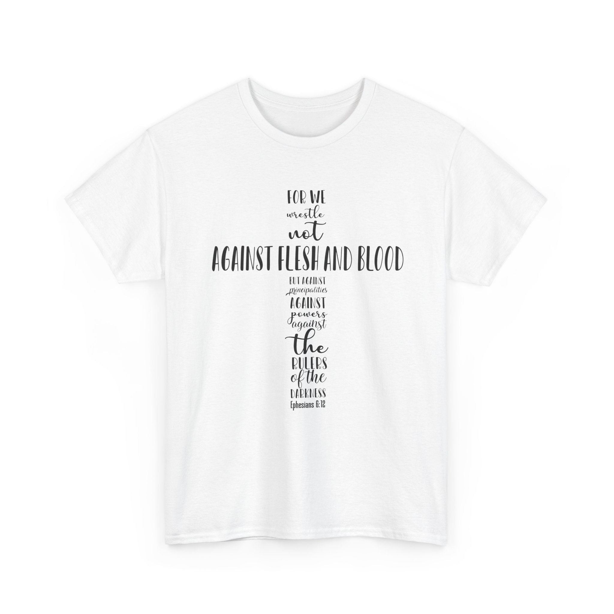 Christian Cross Typography Tee — Armor of God Ephesians Scripture T-Shirt
