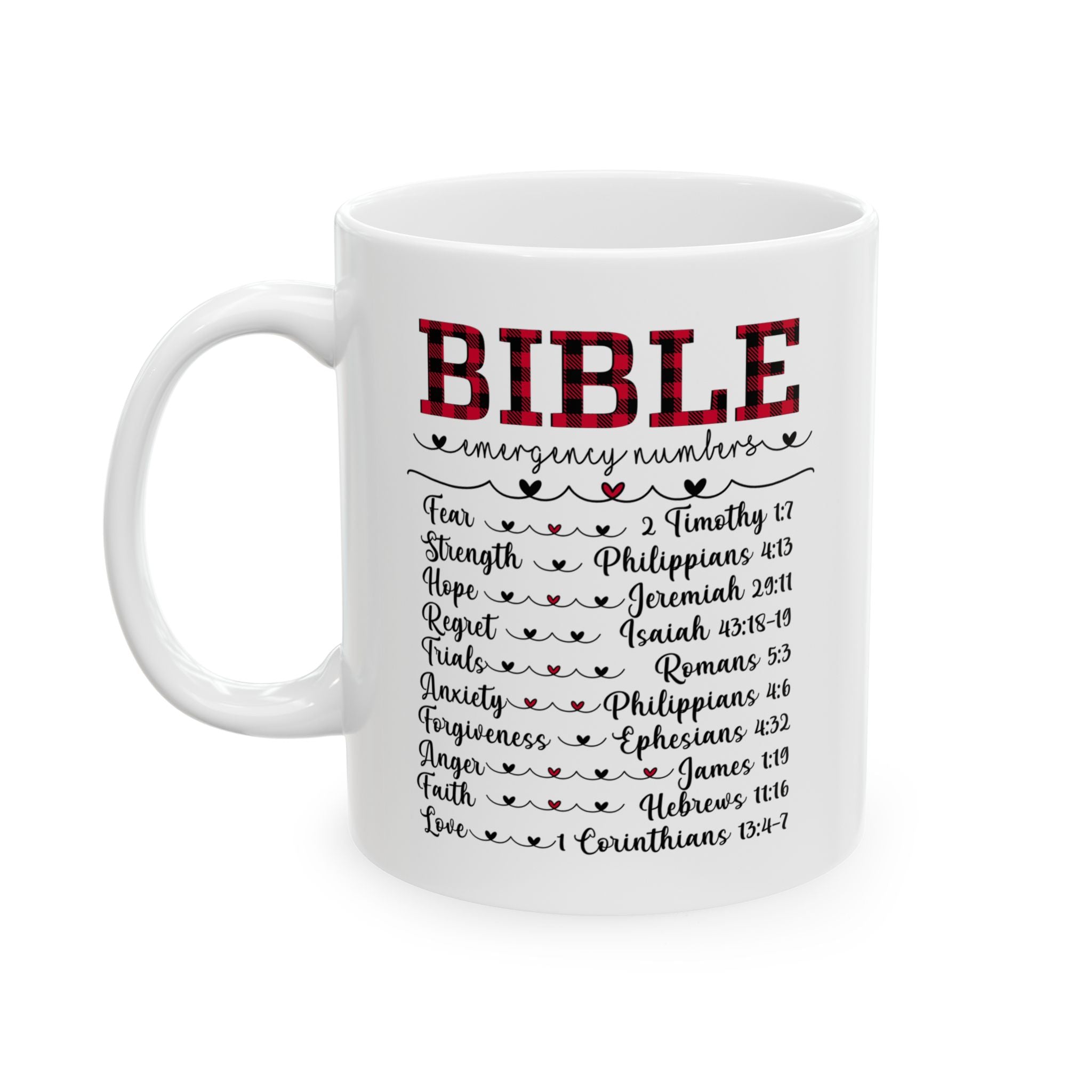 Bible Verse Emergency List Mug — Inspirational Scripture Coffee Cup (11oz/15oz)