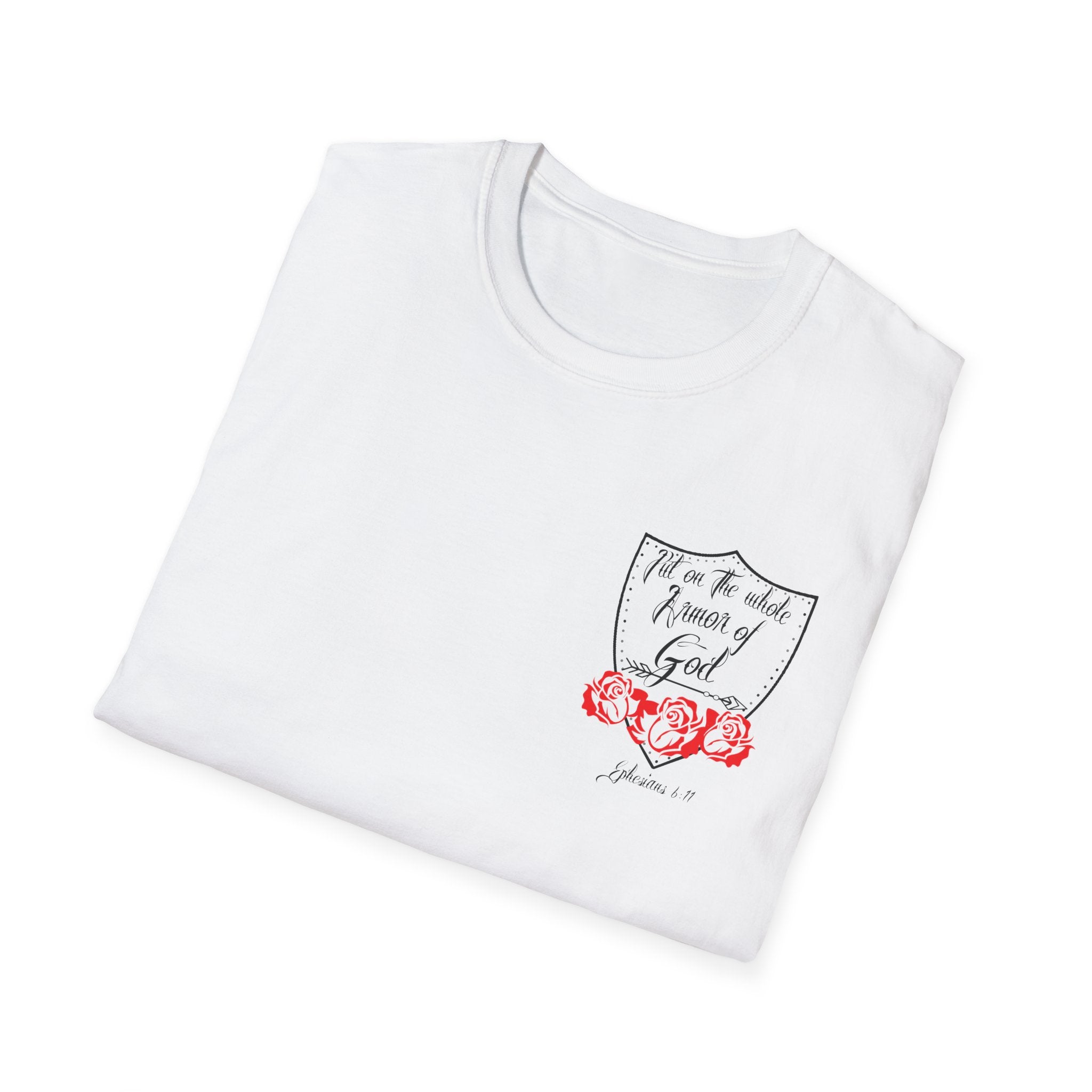Armor of God T-Shirt — "Put On The Whole Armor of God" Christian Tee with Roses