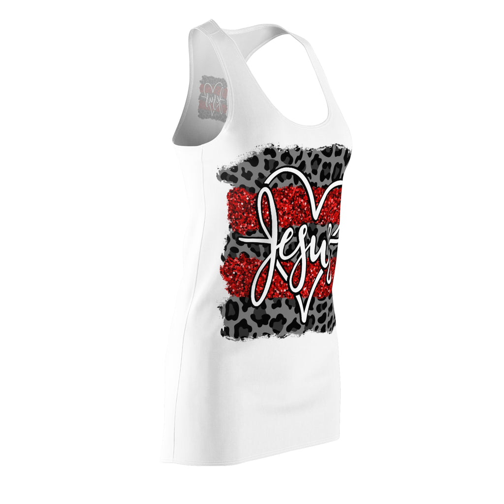 Jesus Heart Racerback Dress – Red Glitter Leopard Faith Dress