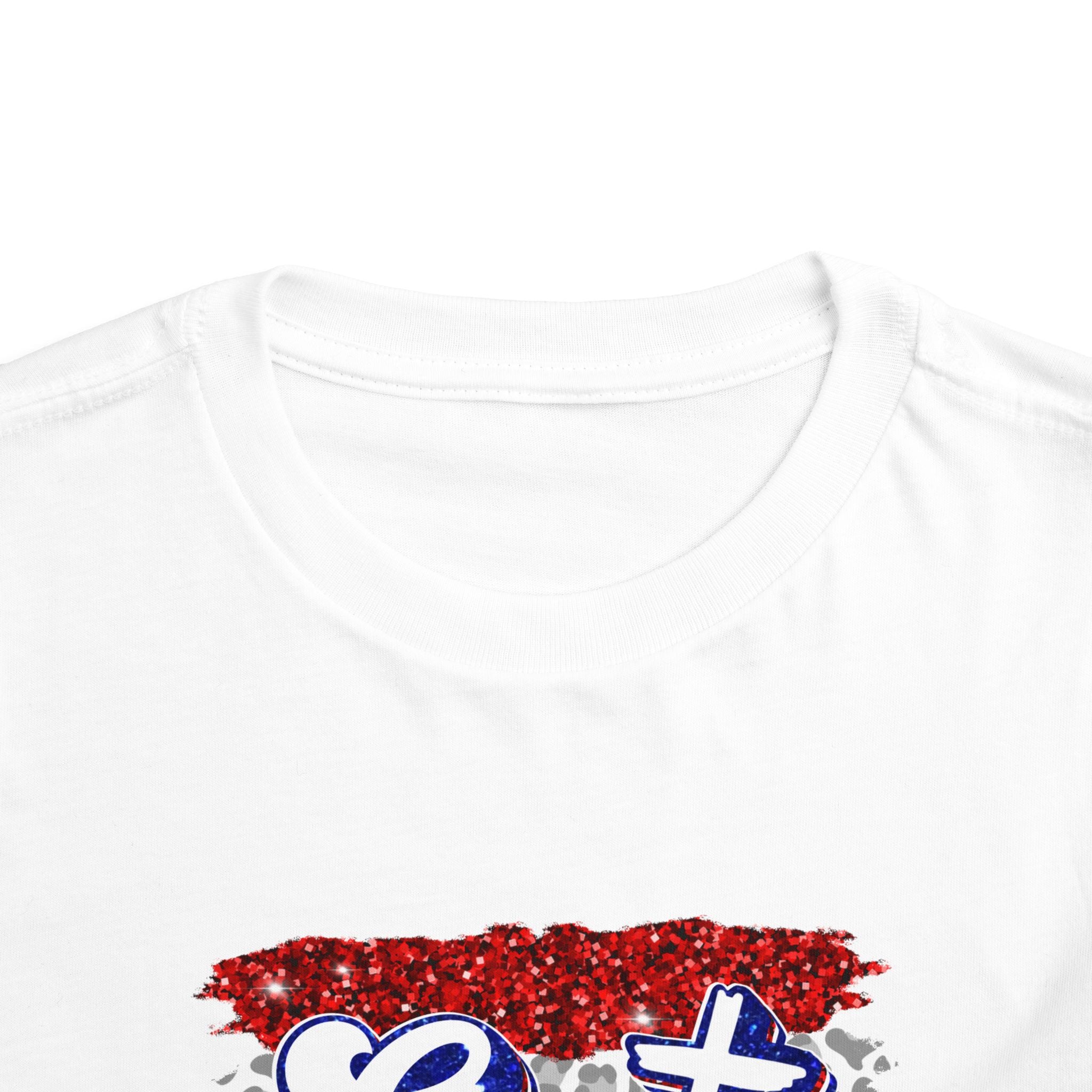 Toddler Tee - "God Bless America" Patriotic Cross Tee