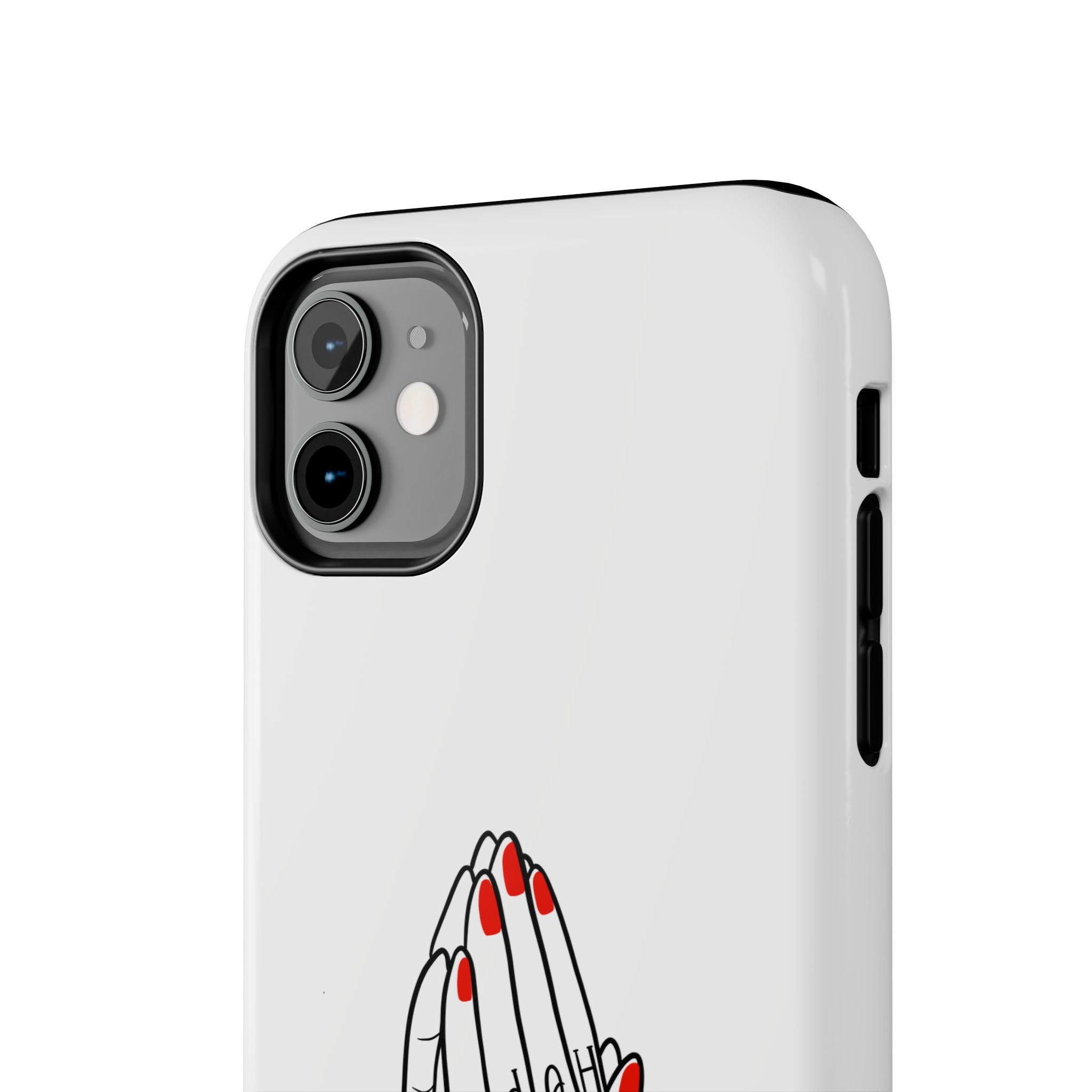 Pray Harder Phone Case — Tough Protective Phone Cover with Praying Hands & Rose Design