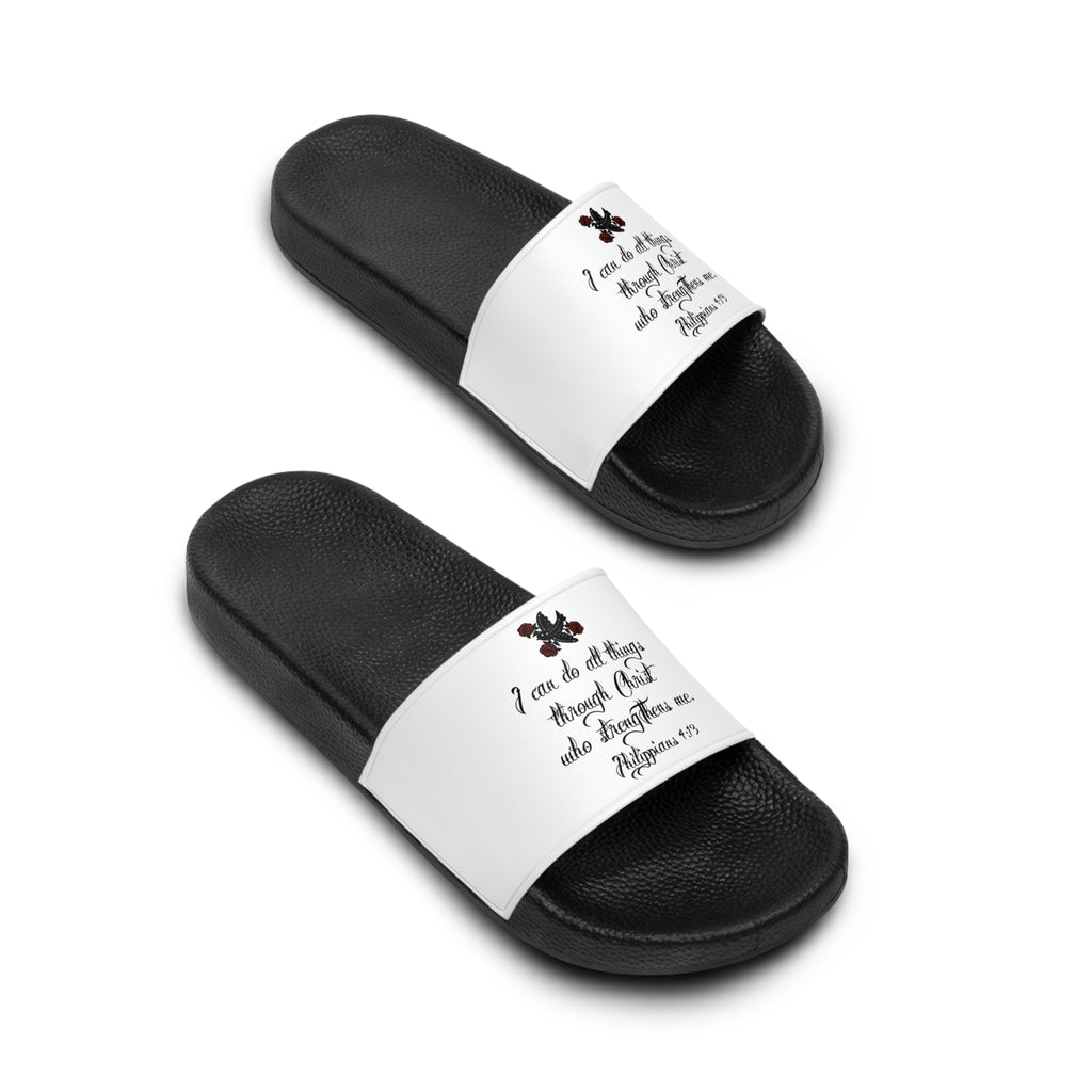 Men's Slide Sandals — Bible Verse Philippians 4:13 Pool & Beach Slides