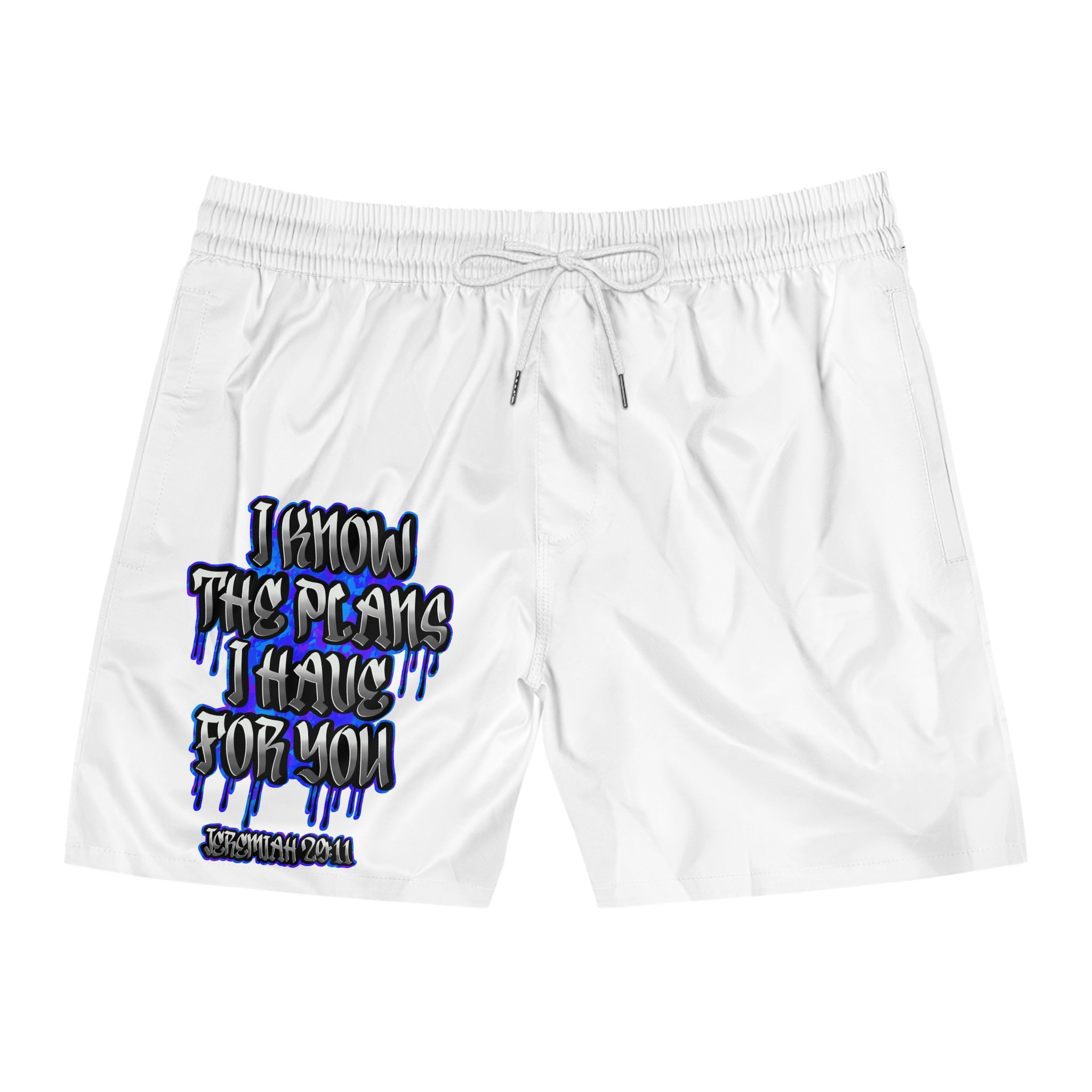 Bible Verse Swim Shorts - "I Know The Plans I Have For You" Mid-Length Beach Trunks