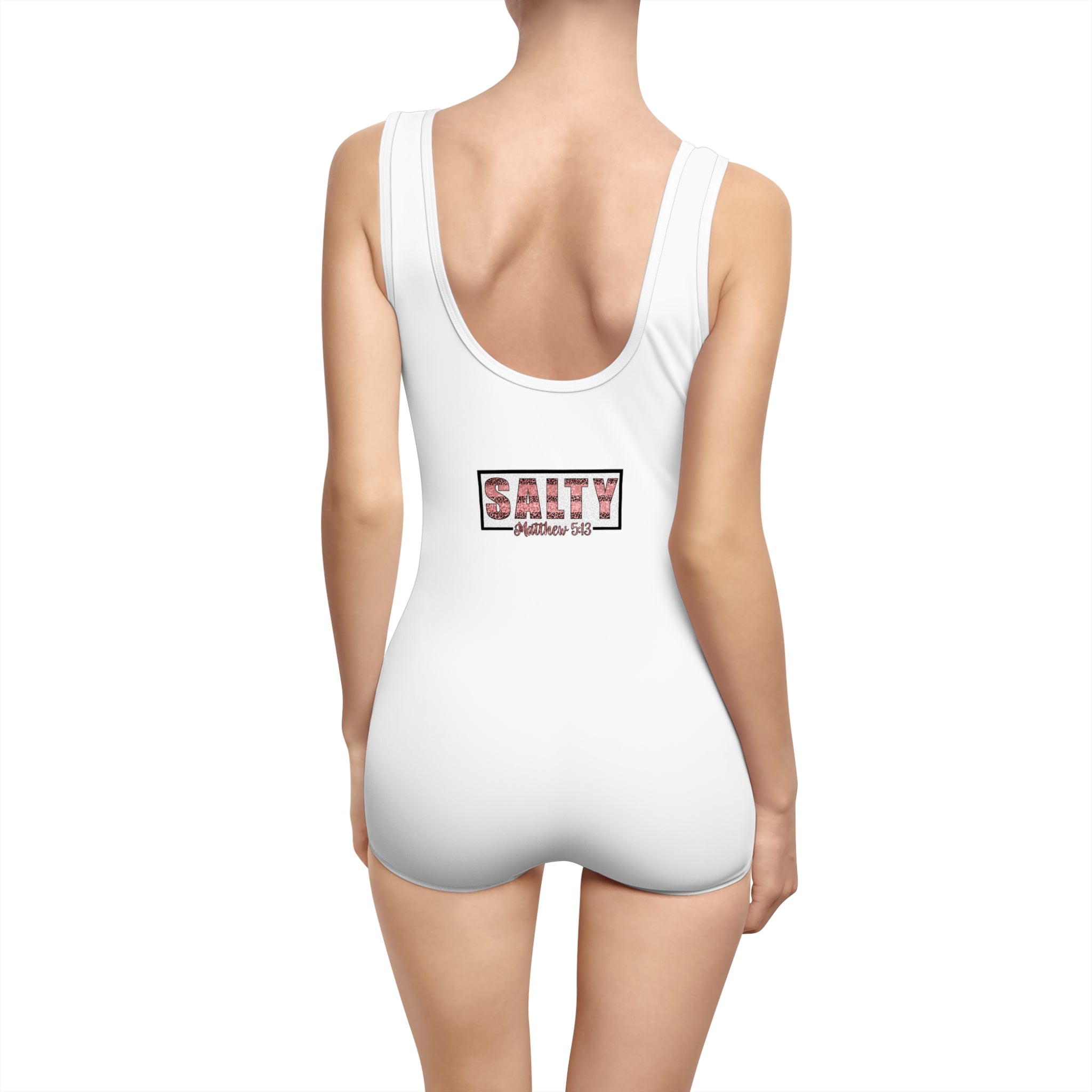 Vintage 'SALTY' One-Piece Swimsuit — Retro Floral Beachwear