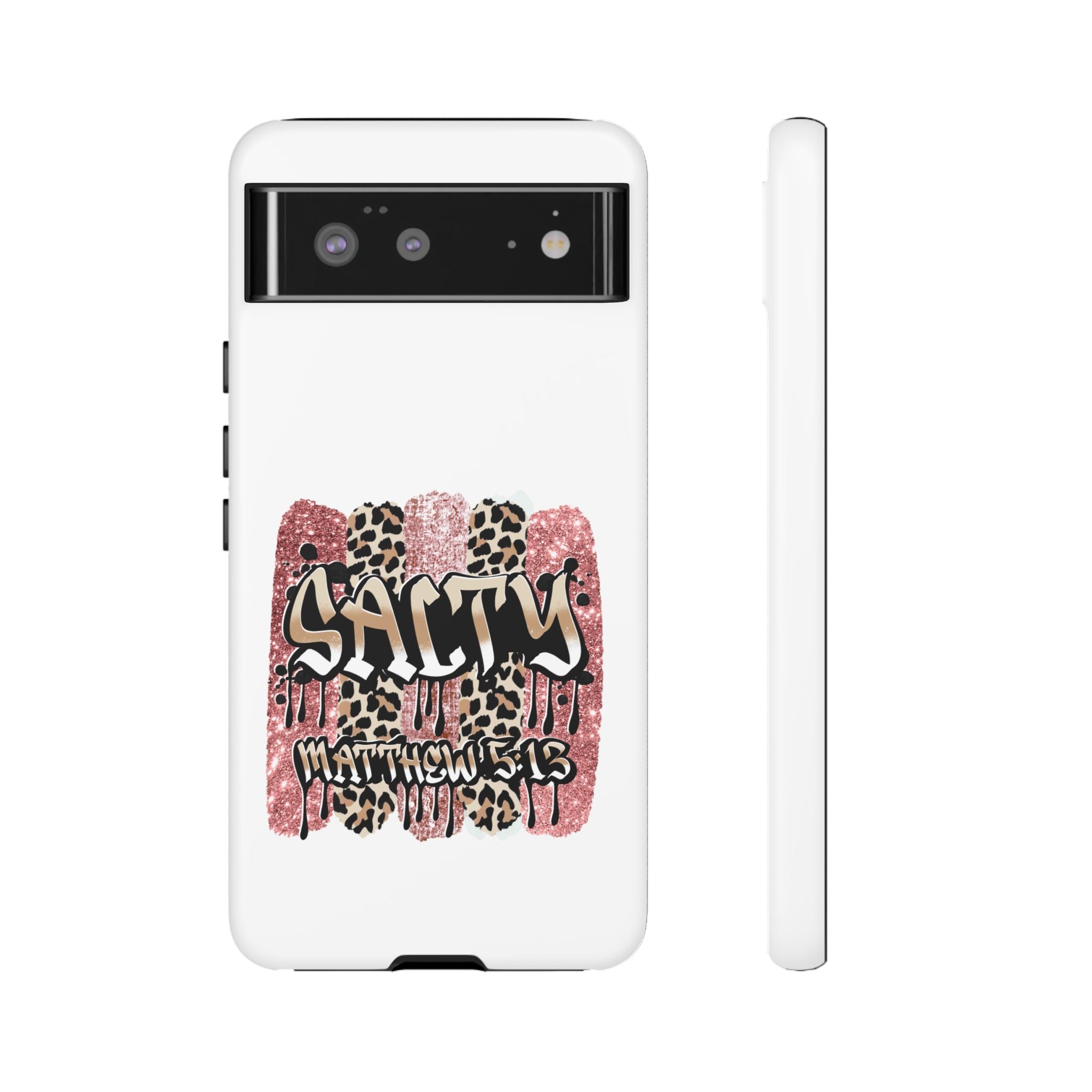 Salty Matthew 5:13 Scripture Leopard Pink Glitter Tough Case — Matthew 5:13 Scripture Phone Cover