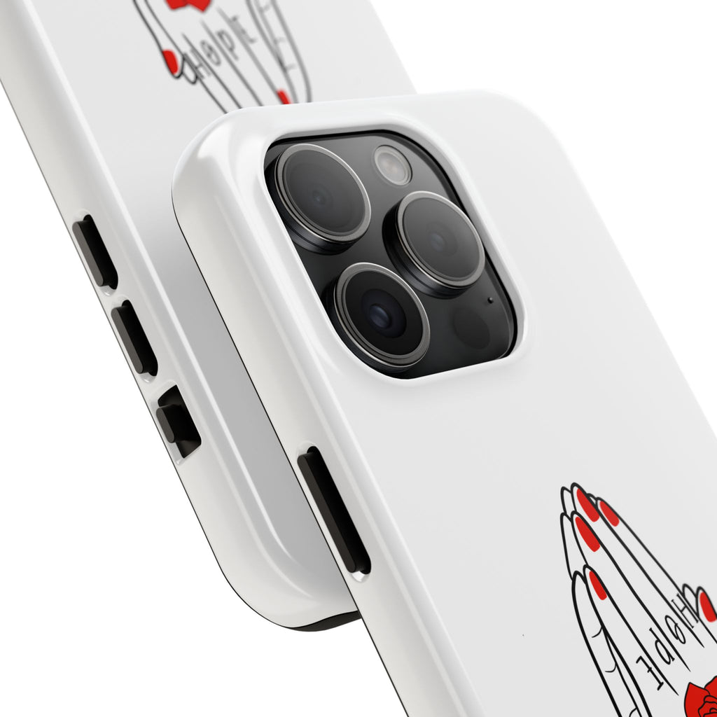 Pray Harder Phone Case — Tough Protective Phone Cover with Praying Hands & Rose Design