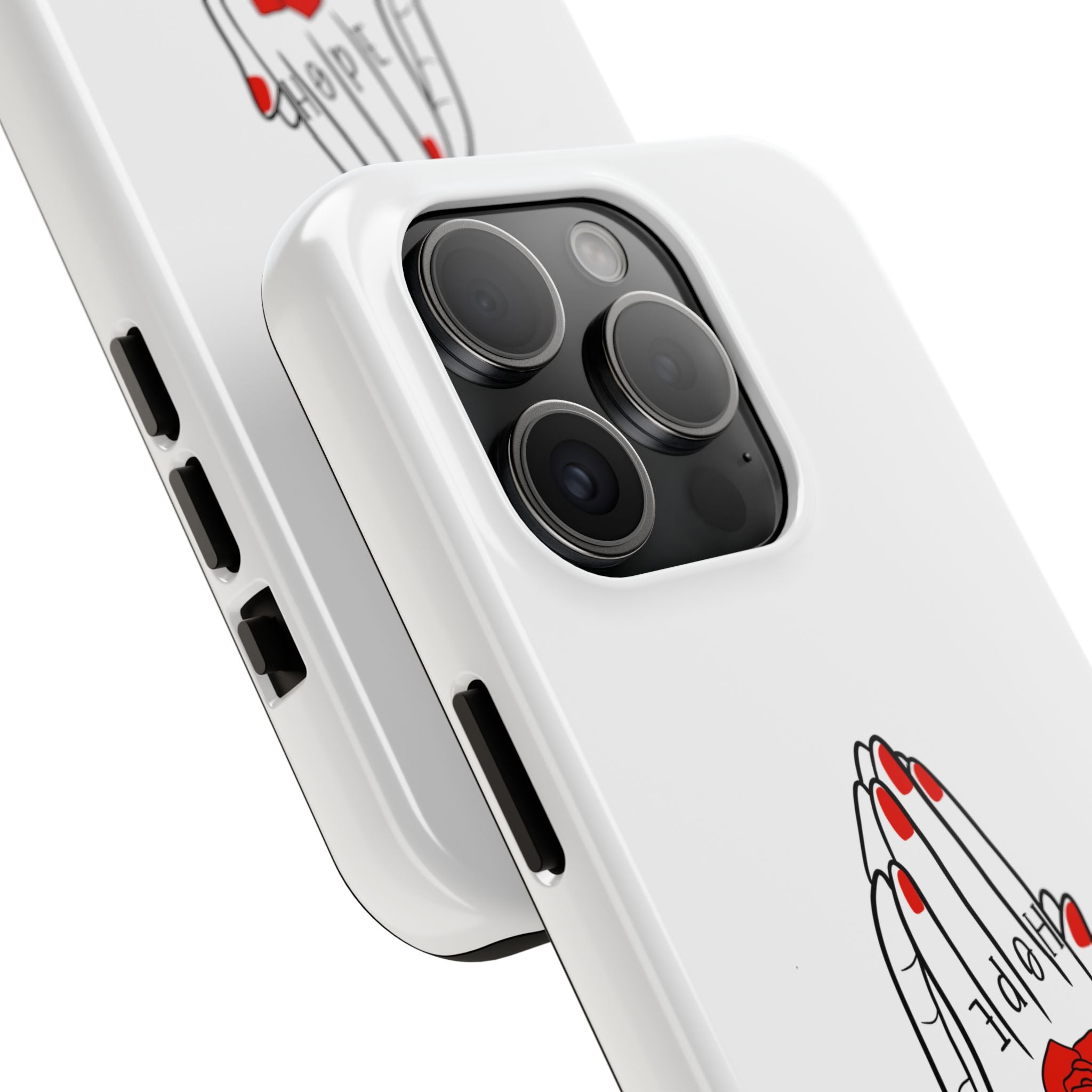 Pray Harder Phone Case — Tough Protective Phone Cover with Praying Hands & Rose Design