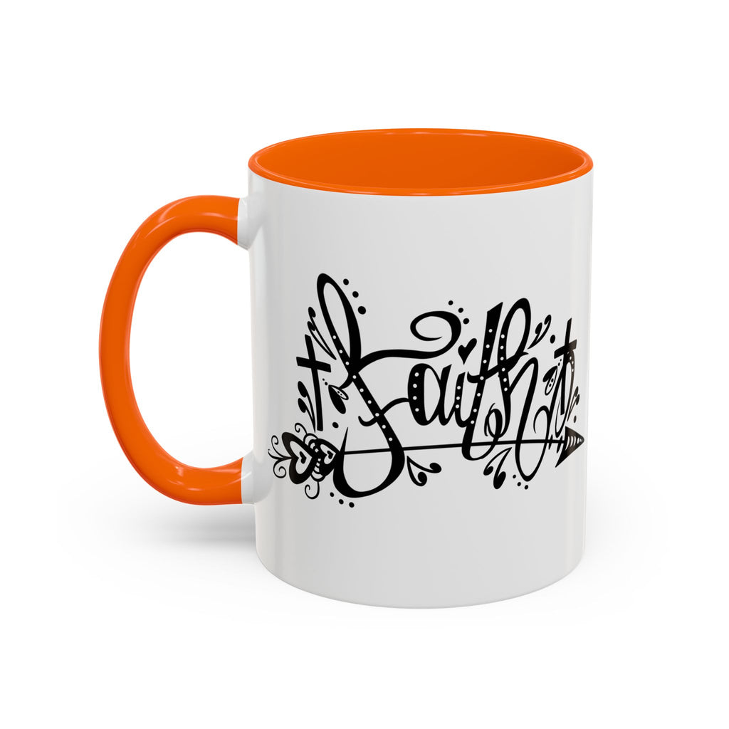 Faith Script Accent Coffee Mug – Black Handle & Rim, Inspirational Christian Gift