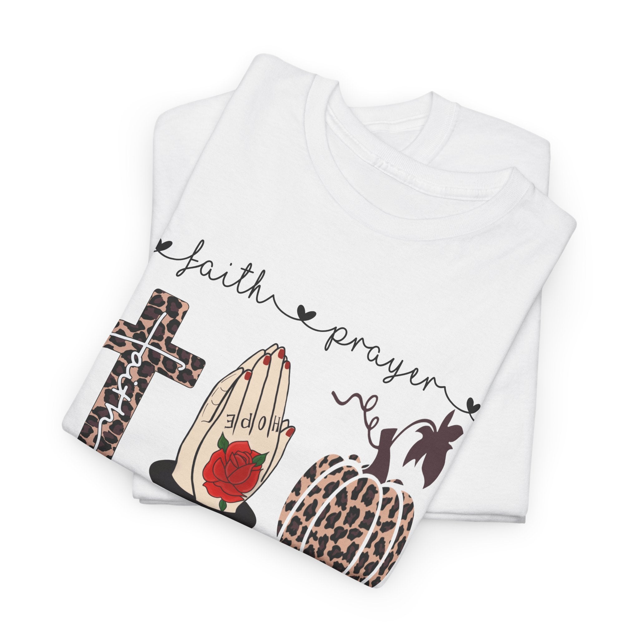 Faith, Prayer, Pumpkin Spice Tee — Christian Fall Graphic T-Shirt
