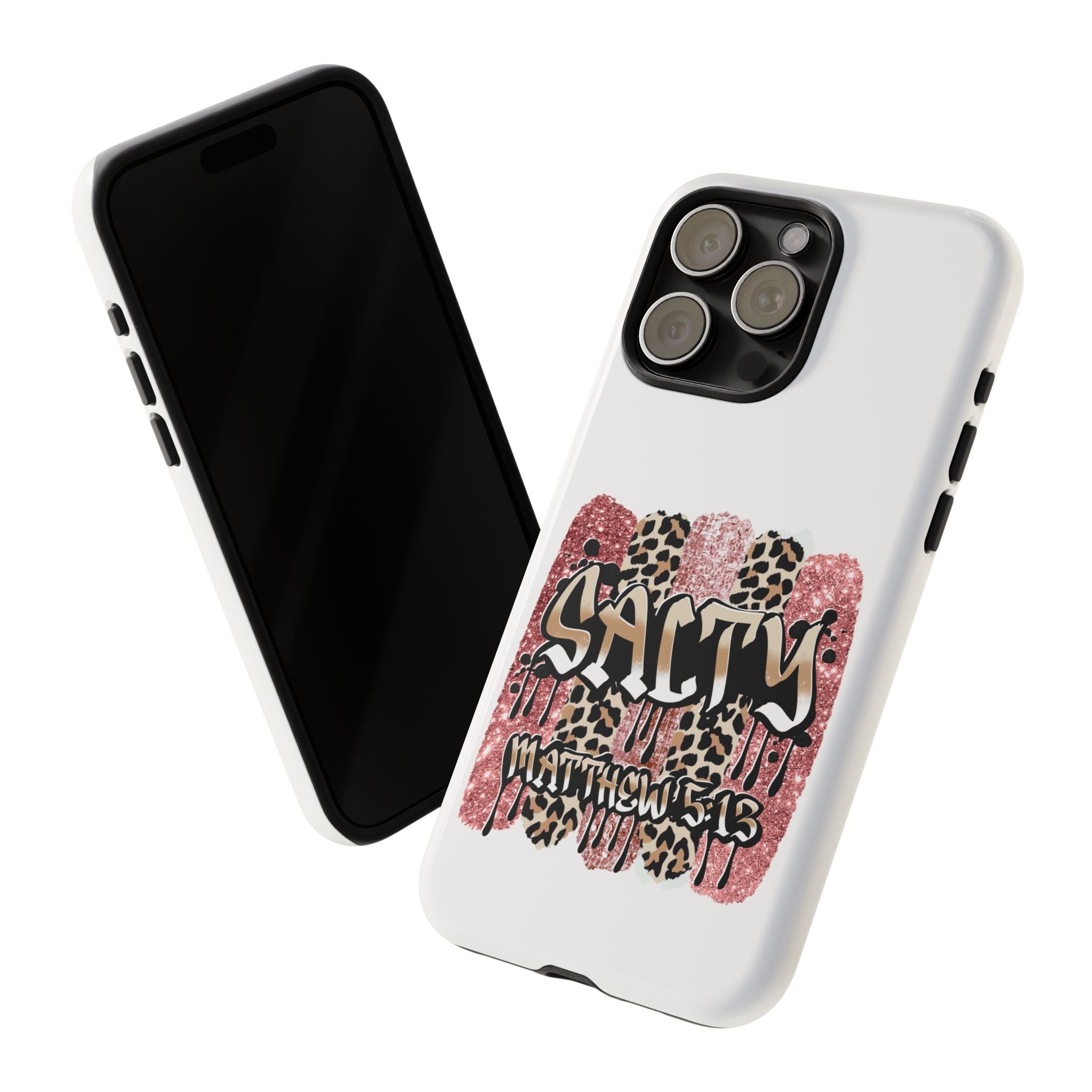 Salty Matthew 5:13 Scripture Leopard Pink Glitter Tough Case — Matthew 5:13 Scripture Phone Cover