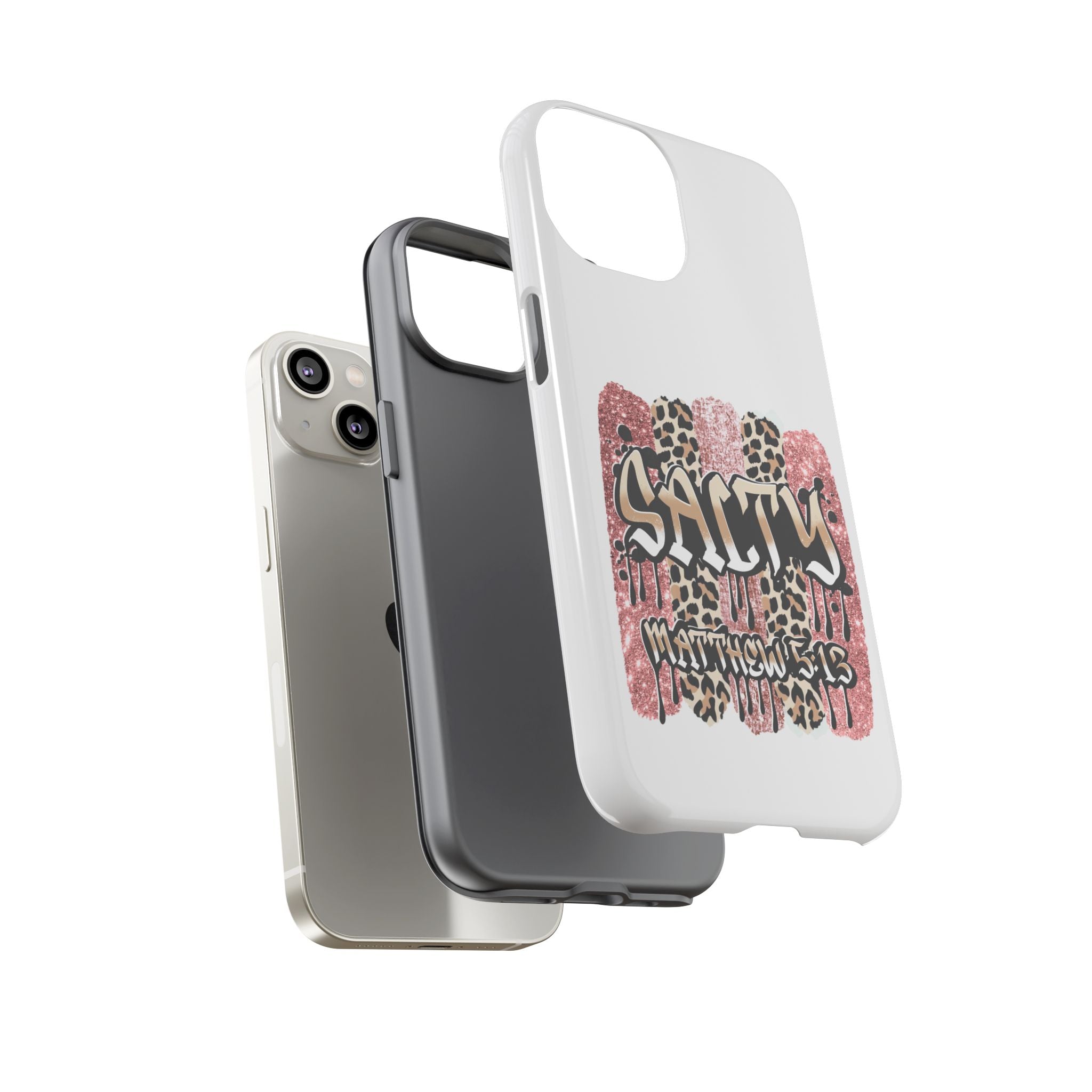 Salty Matthew 5:13 Scripture Leopard Pink Glitter Tough Case — Matthew 5:13 Scripture Phone Cover