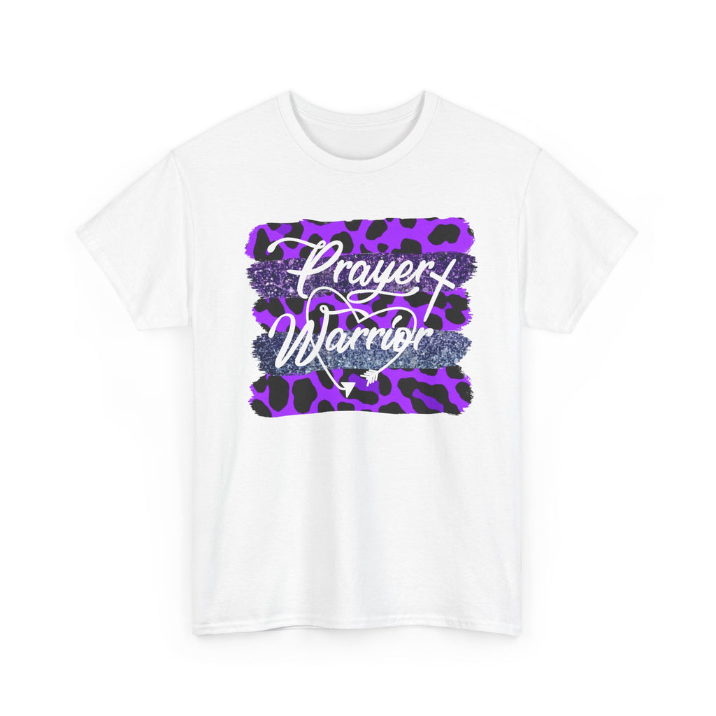 Prayer Warrior T‑Shirt — Purple Leopard Faith Tee