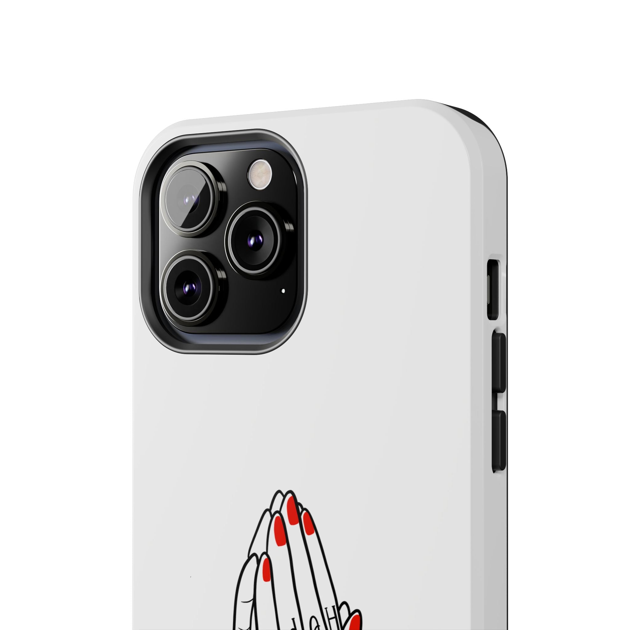 Pray Harder Phone Case — Tough Protective Phone Cover with Praying Hands & Rose Design