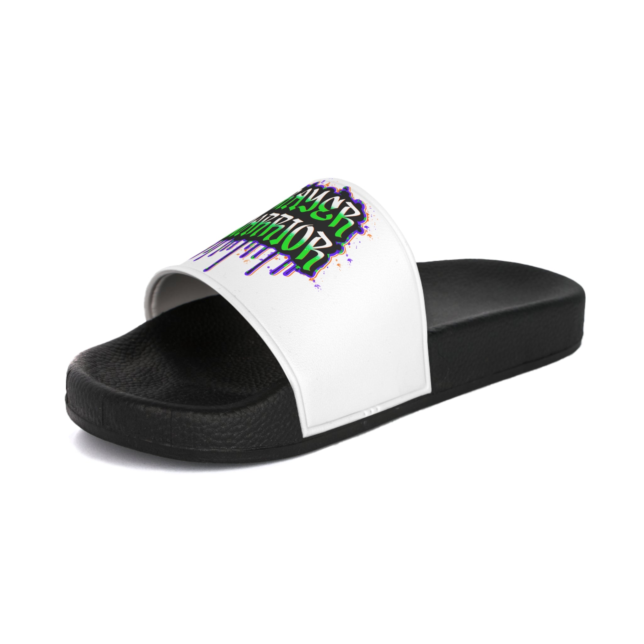 Slide Sandals — “Prayer Warrior” Graffiti Drip Design