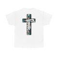Faith Cross T‑Shirt — Leopard Teal Graphic Christian Tee
