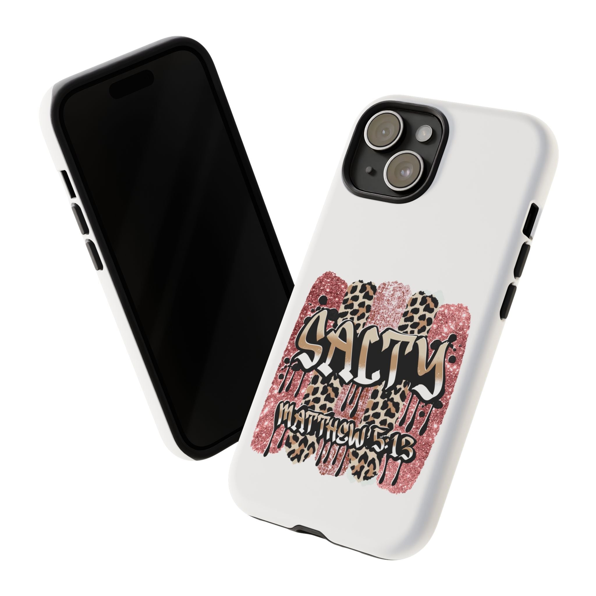 Salty Matthew 5:13 Scripture Leopard Pink Glitter Tough Case — Matthew 5:13 Scripture Phone Cover