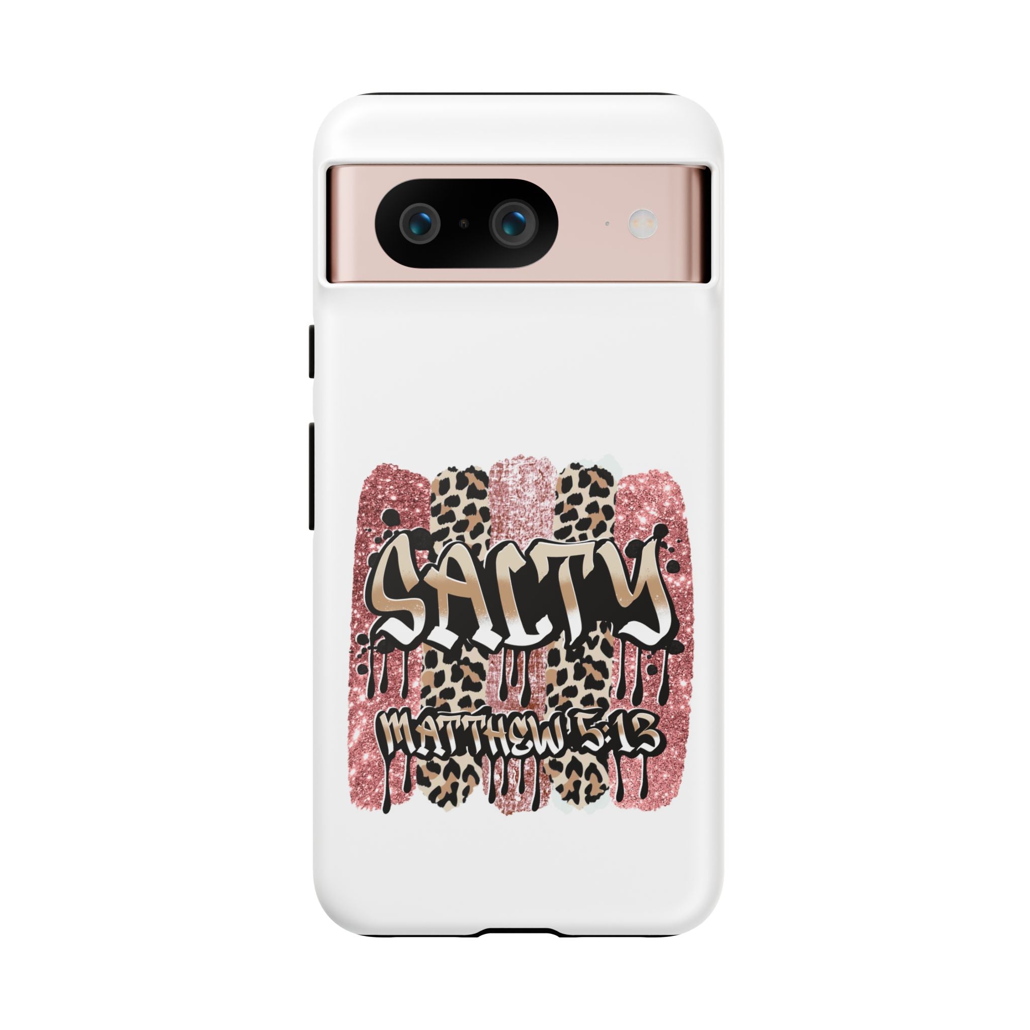 Salty Matthew 5:13 Scripture Leopard Pink Glitter Tough Case — Matthew 5:13 Scripture Phone Cover