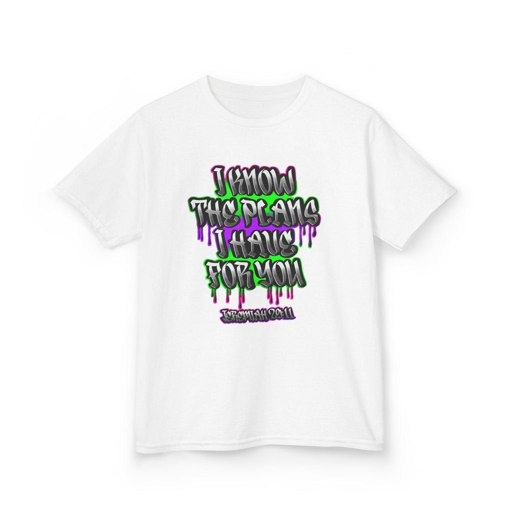 Kids T-Shirt — "I Know The Plans I Have For You" Graffiti Faith Tee