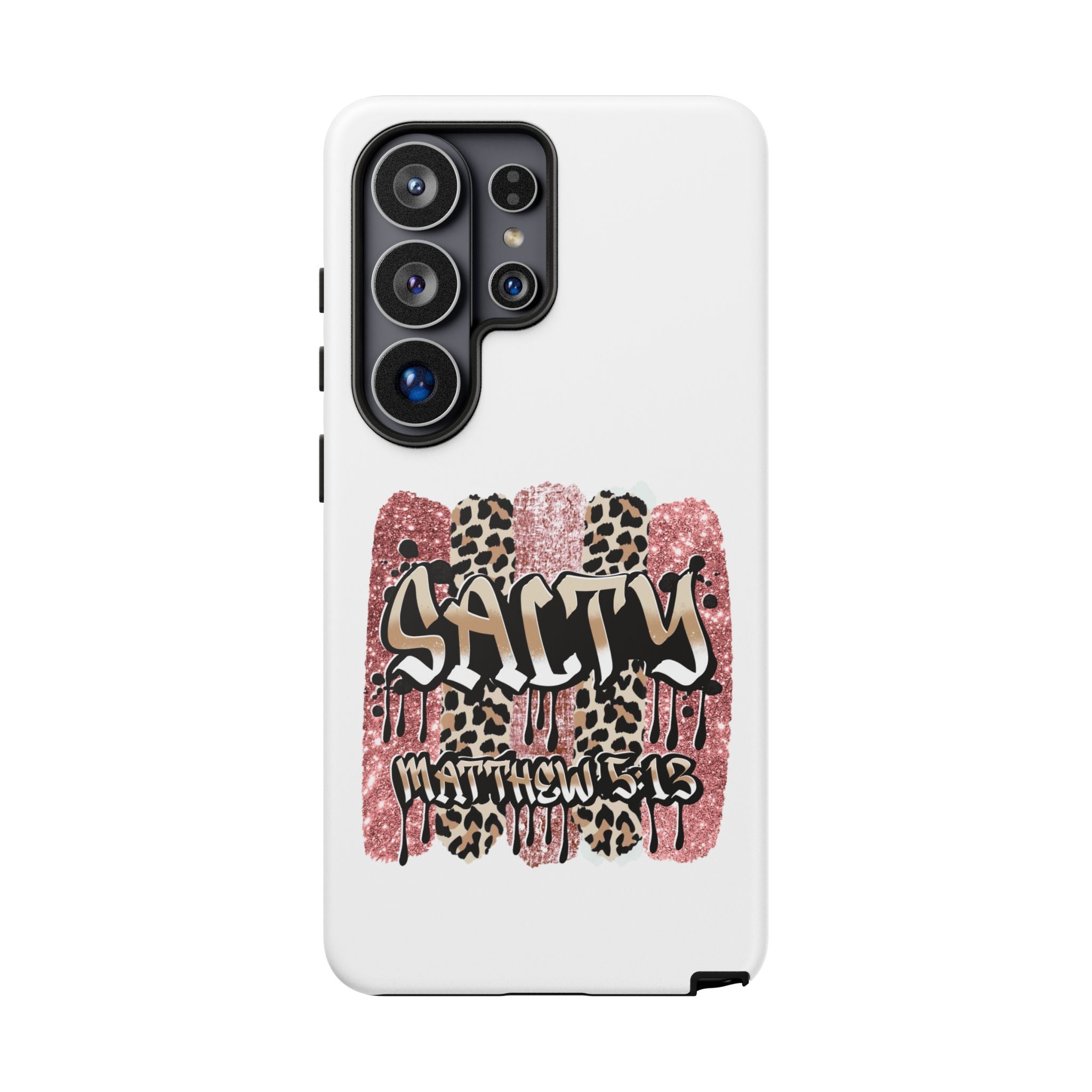 Salty Matthew 5:13 Scripture Leopard Pink Glitter Tough Case — Matthew 5:13 Scripture Phone Cover