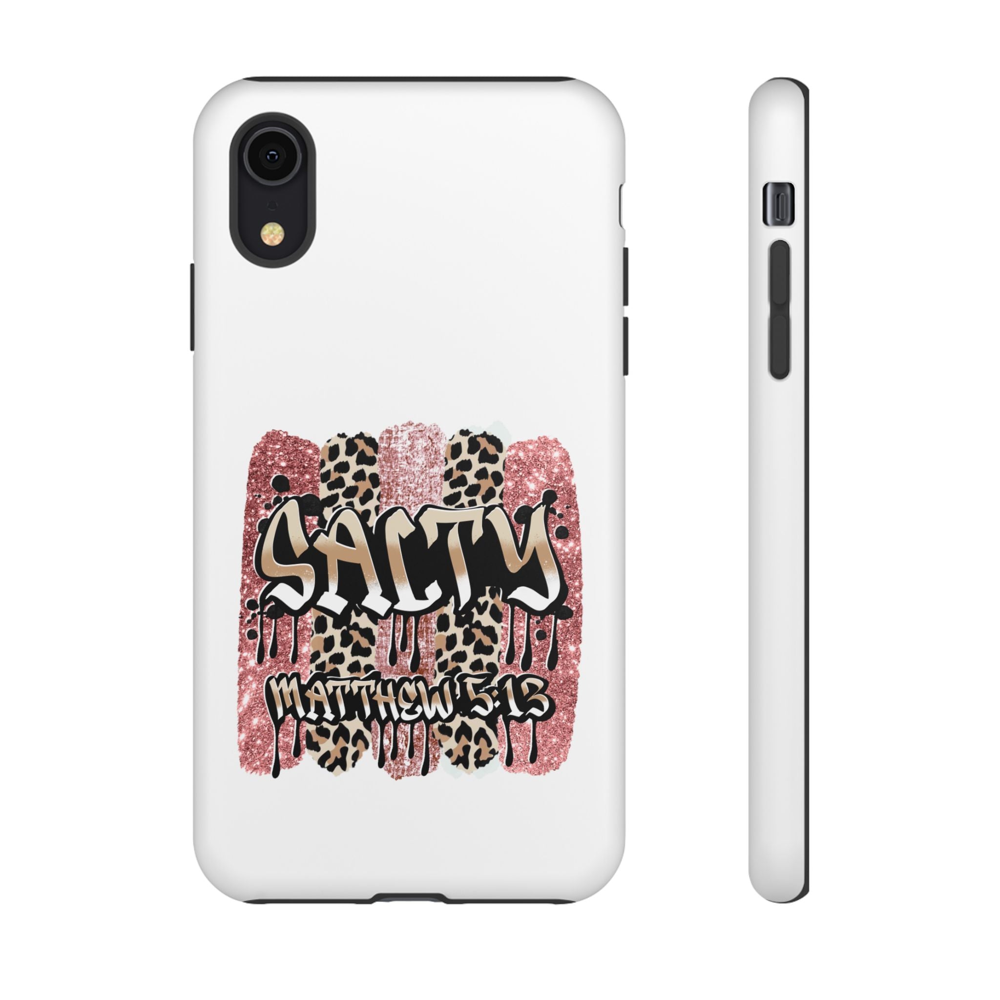 Salty Matthew 5:13 Scripture Leopard Pink Glitter Tough Case — Matthew 5:13 Scripture Phone Cover